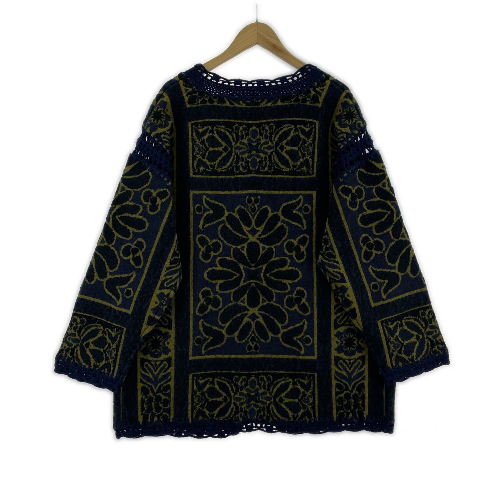 ジャケット RUG PATTERN KNIT JACKET ネイビー