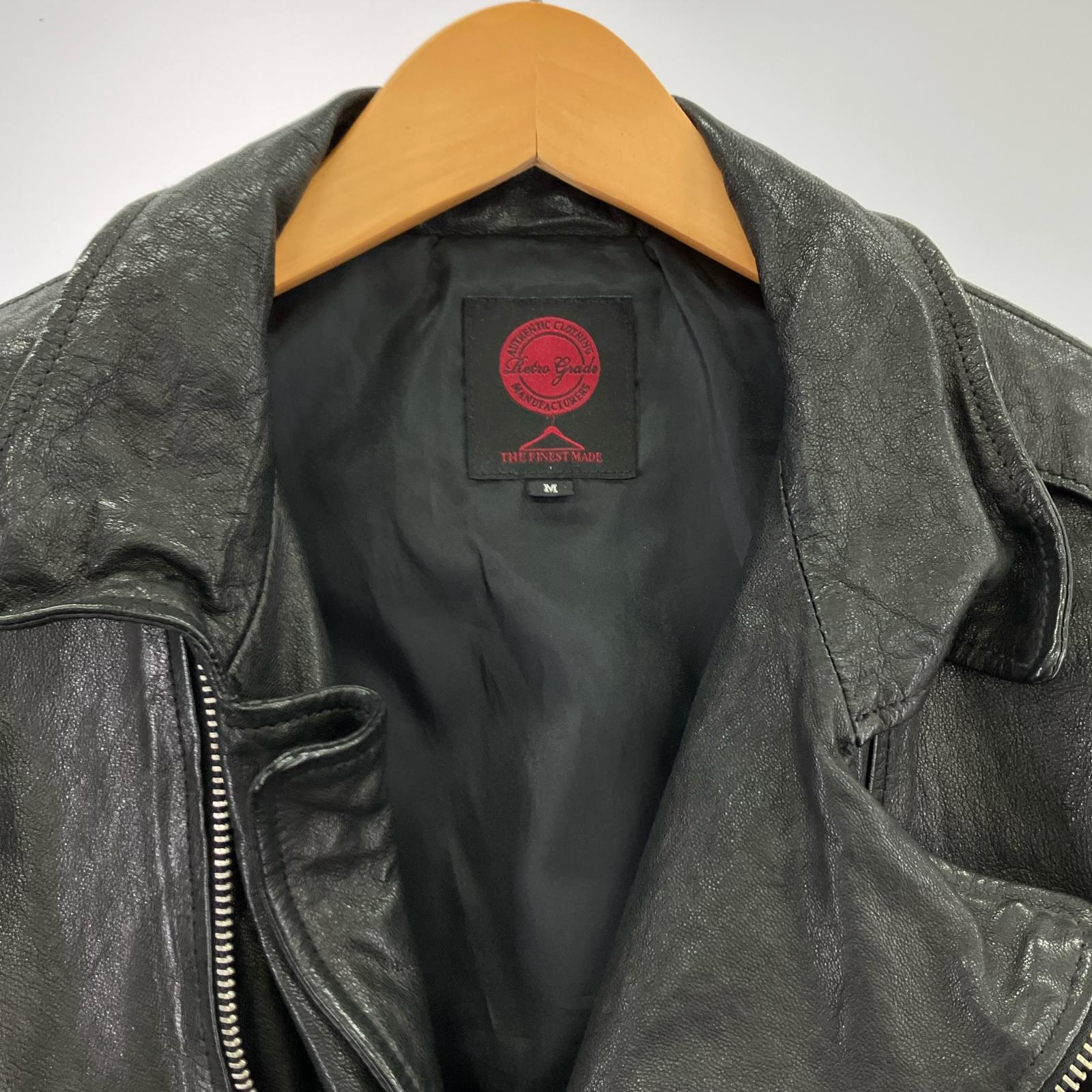 レザージャケット RETRO GRADE シングルライダースジャケット M ブラック