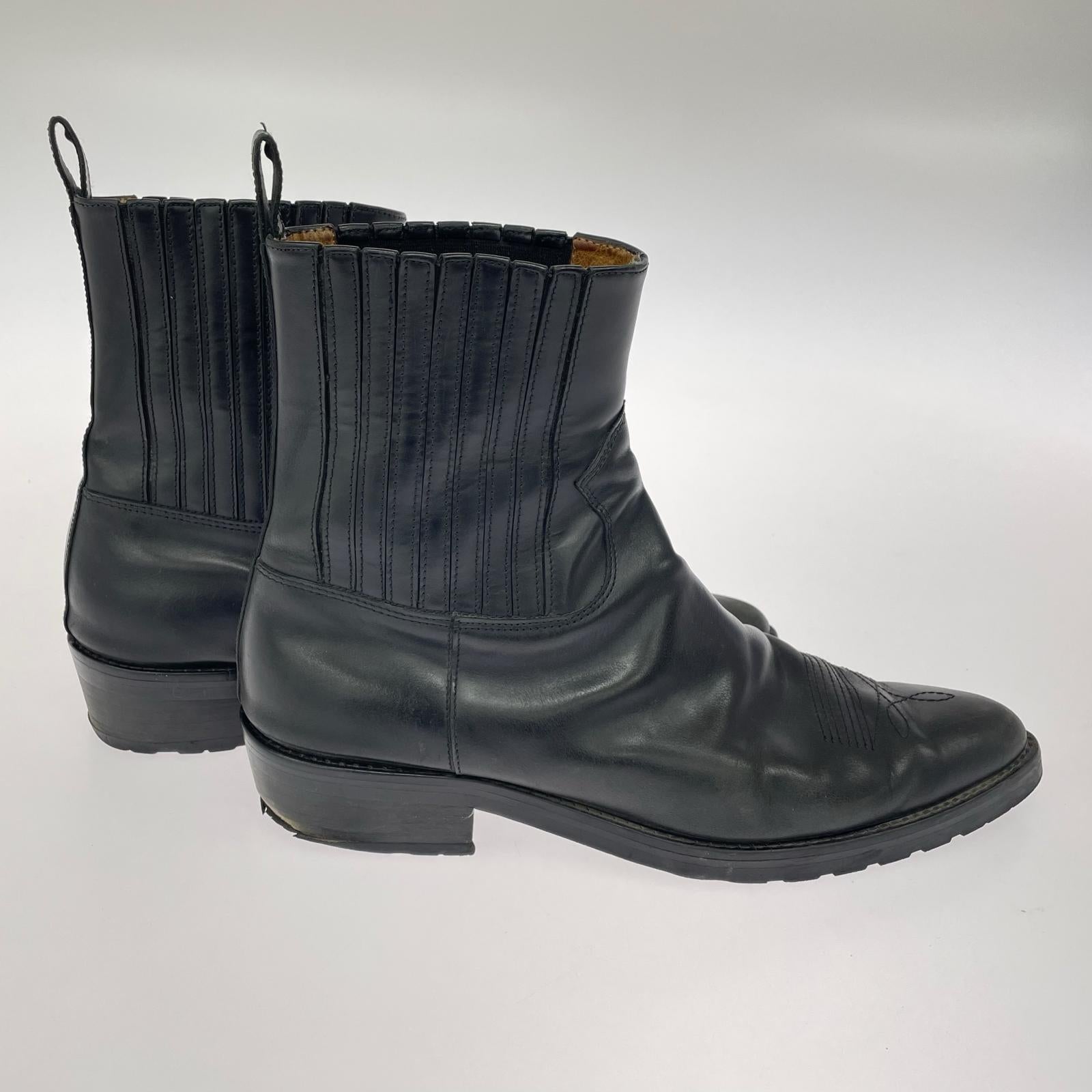 ブーツ TOGA(VIRILIS) Black Hard Leather Chelsea Boots サイドゴアブール 42 ブラック ブラック