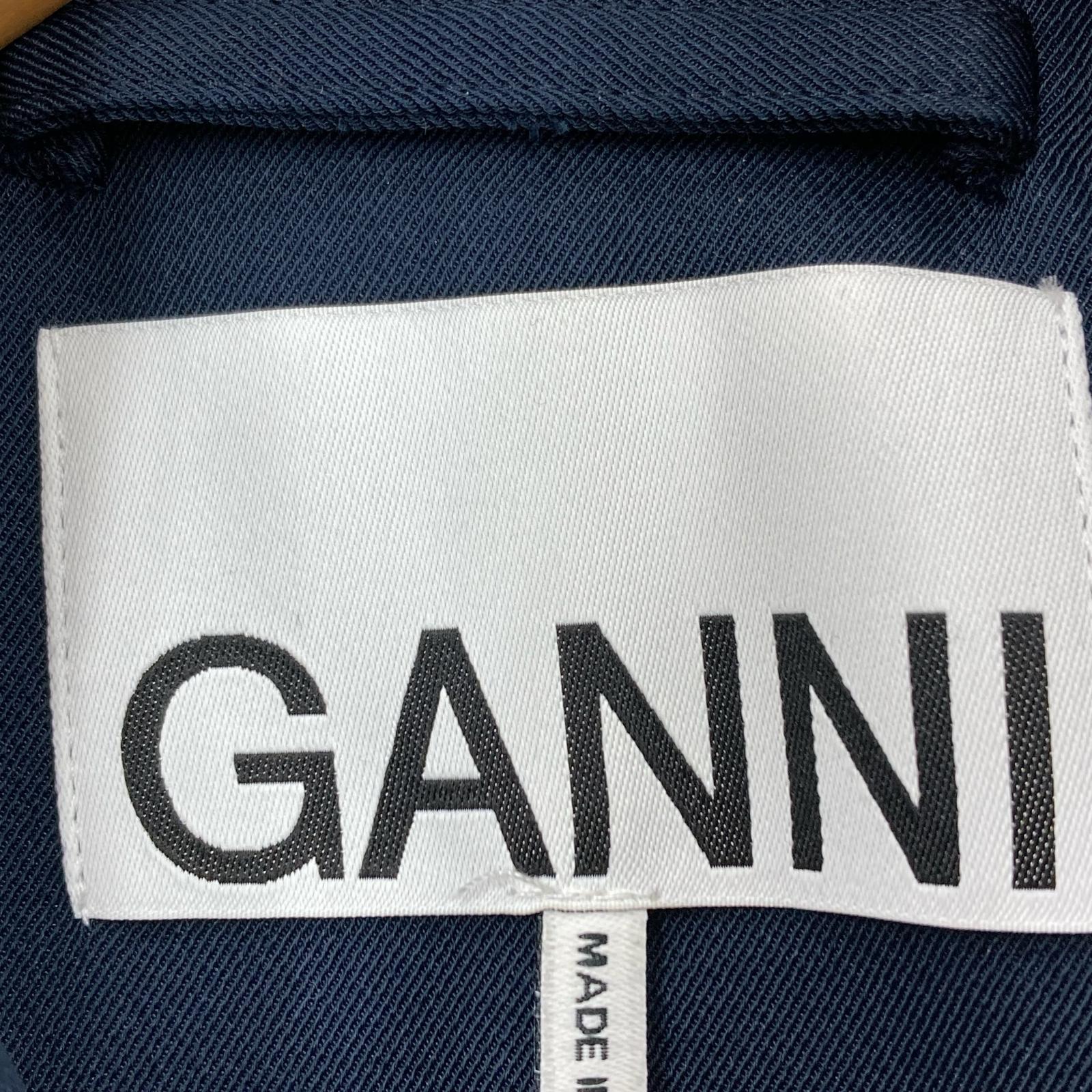 長袖Tシャツ GANNI ヘビーツイル レースアッププルオーバー S/M 紺 ネイビー