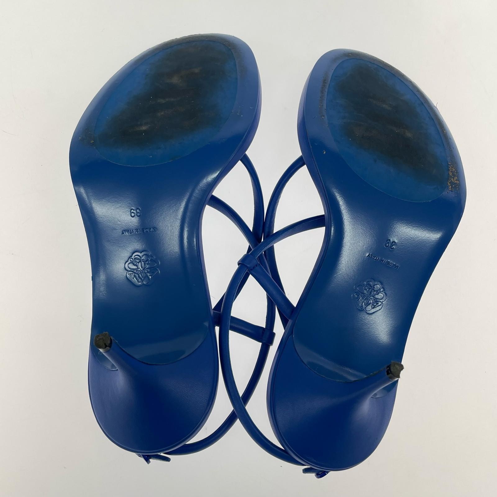 パンプス Alexander McQueen ストラップ キトゥンヒール サンダル 青 (39) ブルー