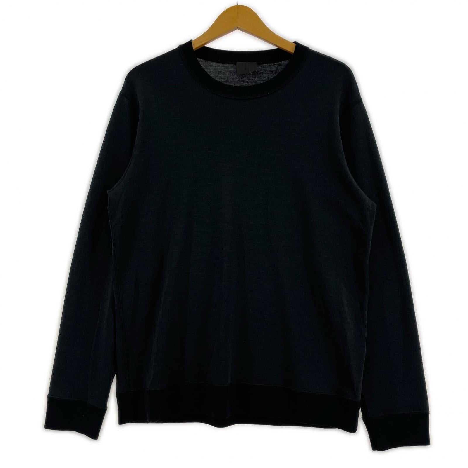 長袖Tシャツ ノーミュールシングウール ダブルフェイスニット(4) ブラック