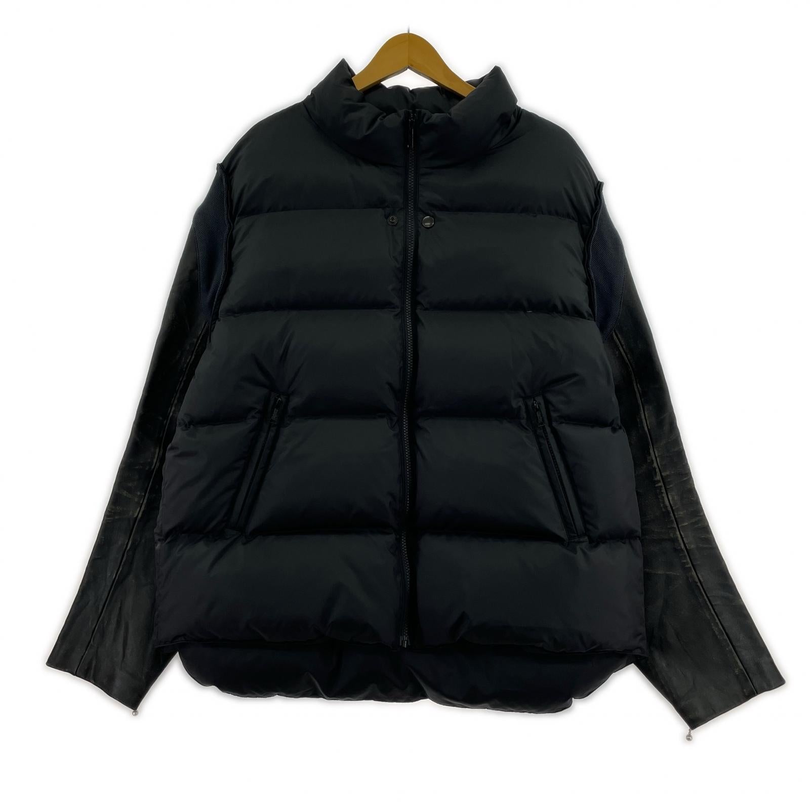 ジャケット 24AW USED加工 レザースリーブダウンジャケット (4) 黒 4 ブラック