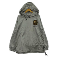 ジャケット 90s A BATHING APE 三角黒タグ ロゴプリント メタリックアノラックパーカー S シルバー S シルバー