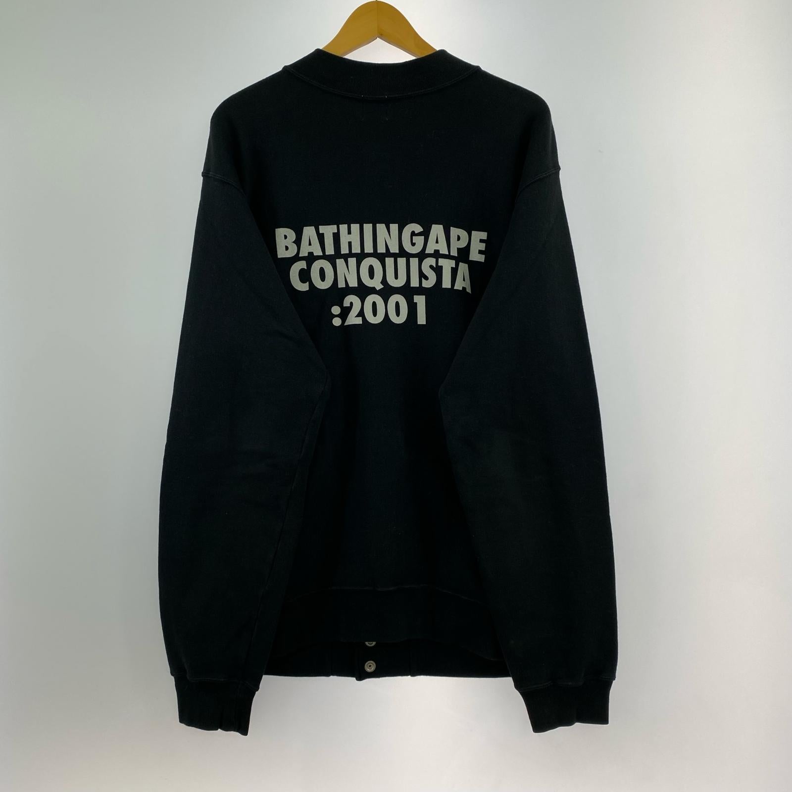 ジャケット A BATHING APE 2001 白タグ スウェットスタジャン L 黒 L ブラック