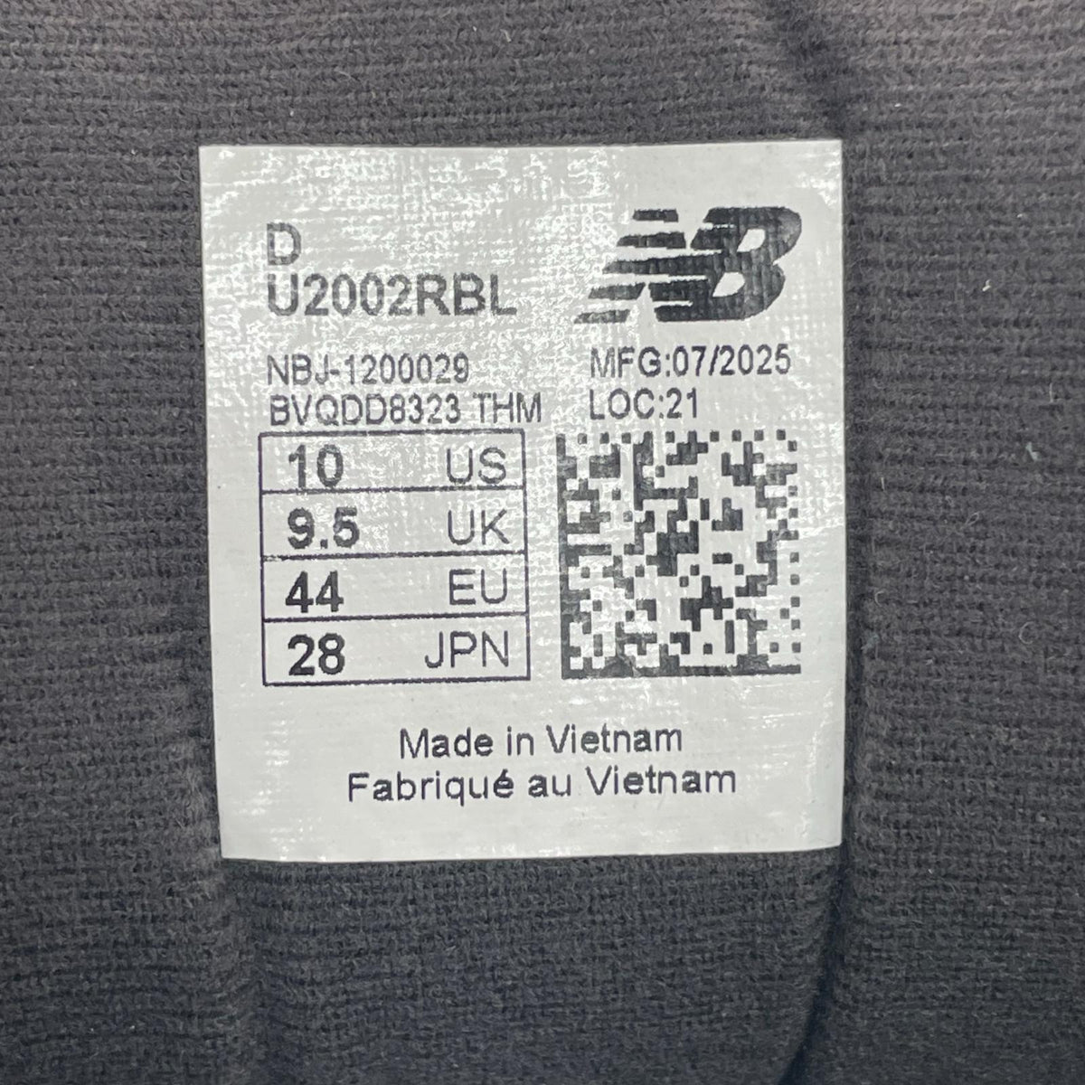 スニーカー U2002RBL 28cm (US10 UK9 1/2 EU46) ブラック