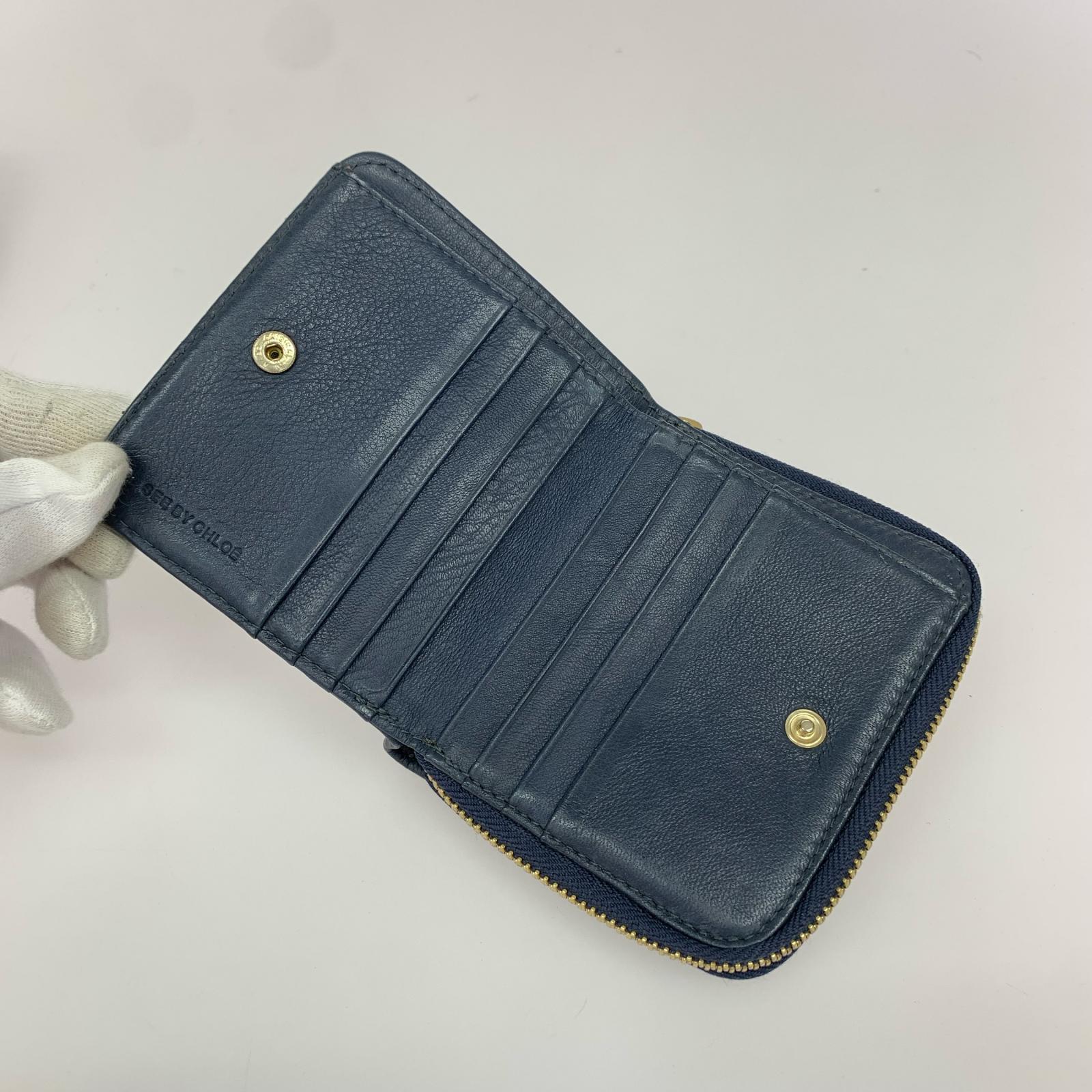 コンパクトウォレット レザー三つ折り財布 NVY ネイビー