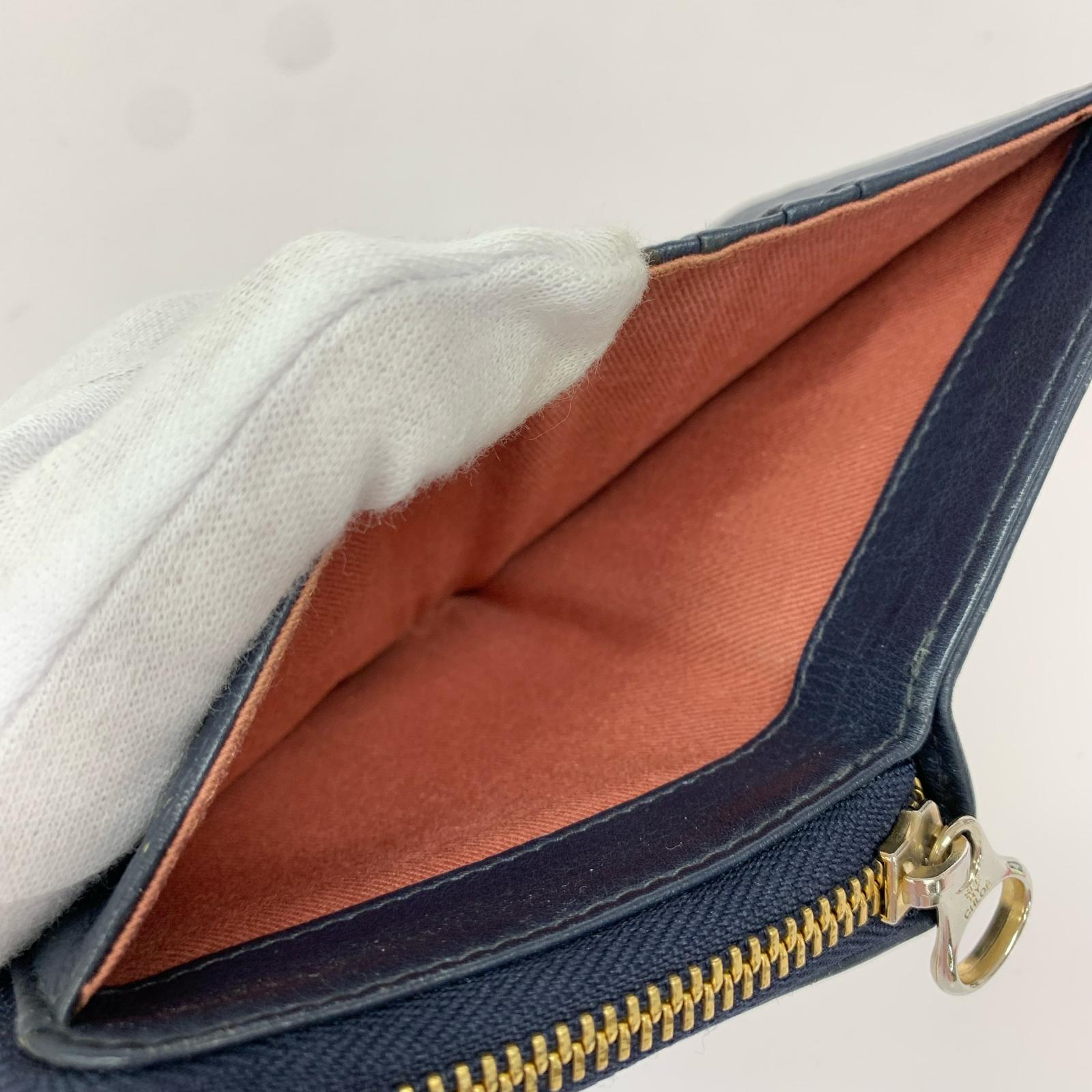 コンパクトウォレット レザー三つ折り財布 NVY ネイビー