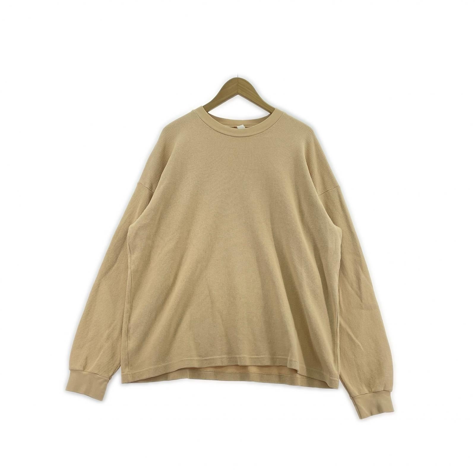 長袖Tシャツ ワッフル ベージュ(L) L ベージュ