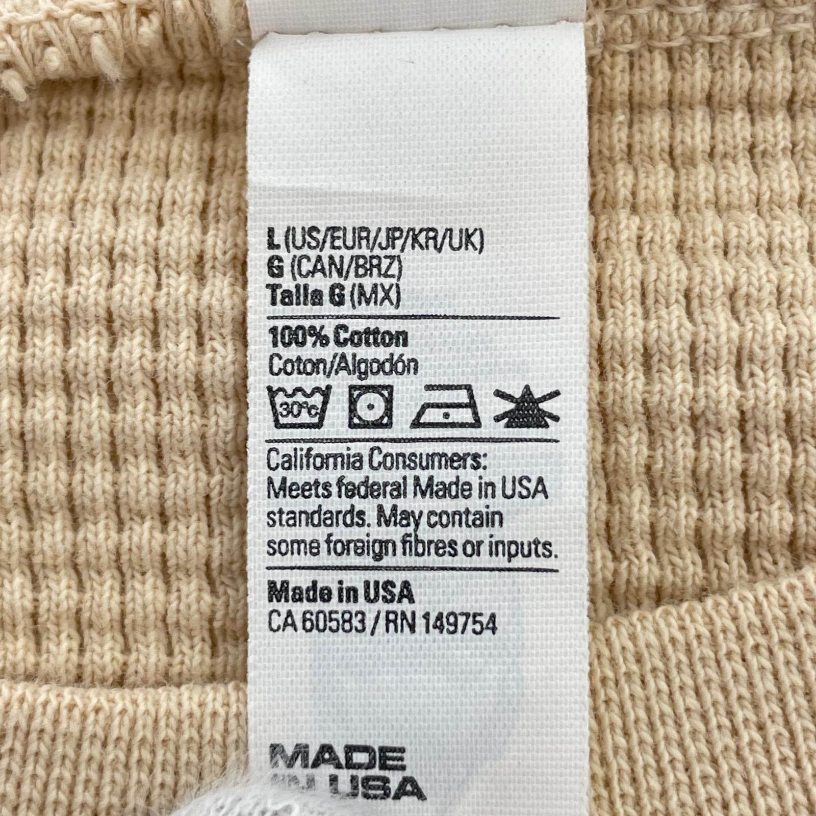 長袖Tシャツ ワッフル ベージュ(L) L ベージュ
