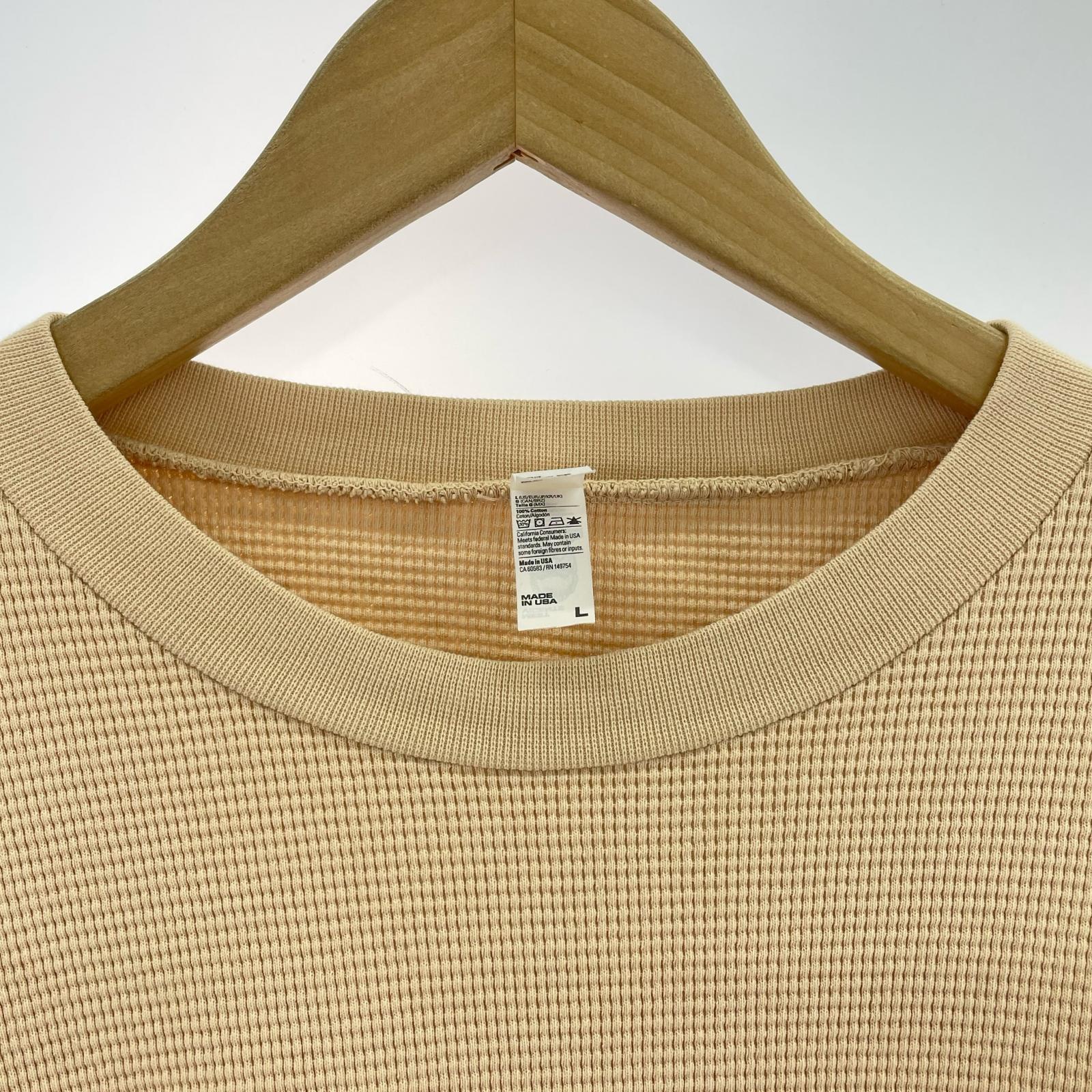 長袖Tシャツ ワッフル ベージュ(L) L ベージュ