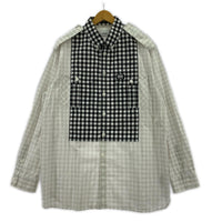 長袖シャツ ギンガムチェック 切替 (XL) ホワイト