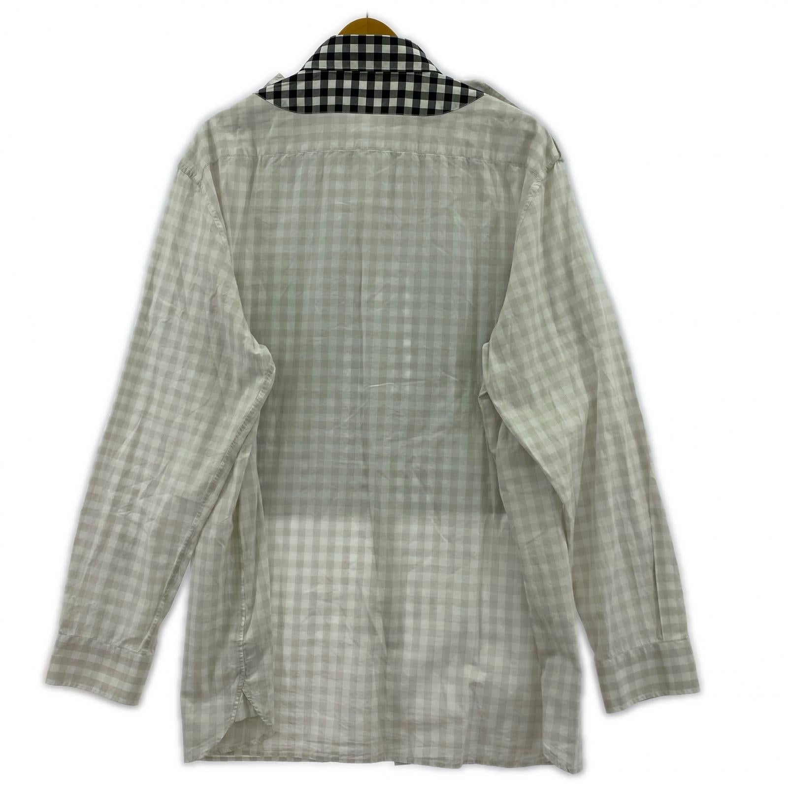 長袖シャツ ギンガムチェック 切替 (XL) ホワイト