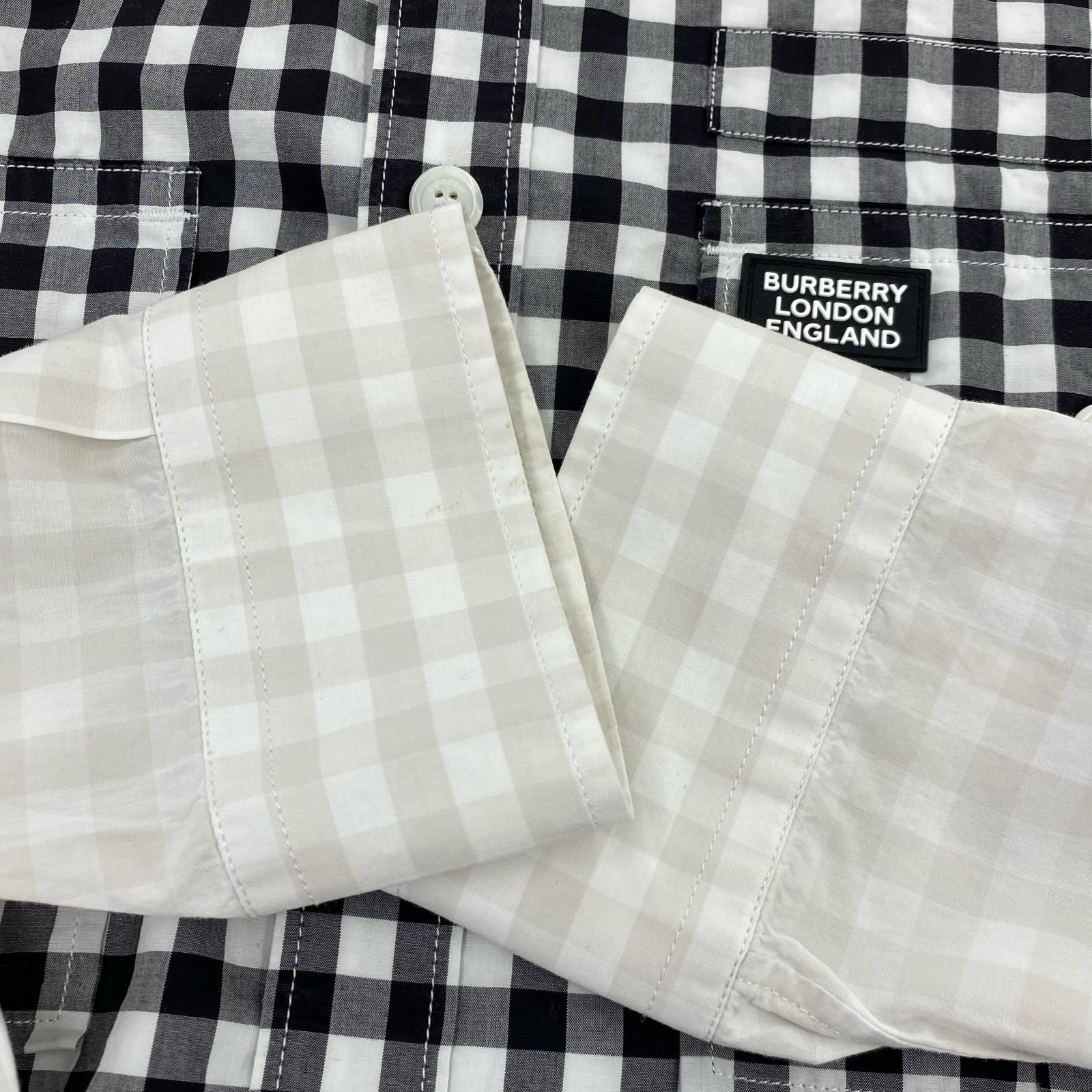長袖シャツ ギンガムチェック 切替 (XL) ホワイト