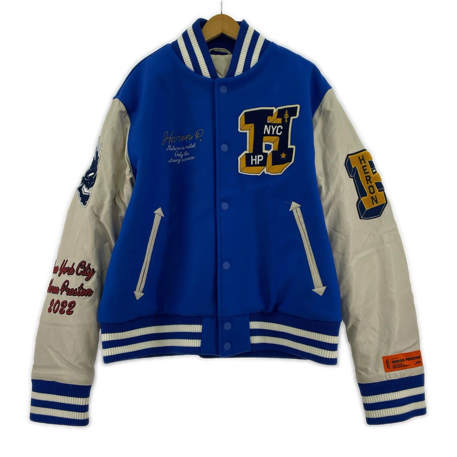 ブルゾン HERON PRESTON Patches Varsity JacketXL ブルー