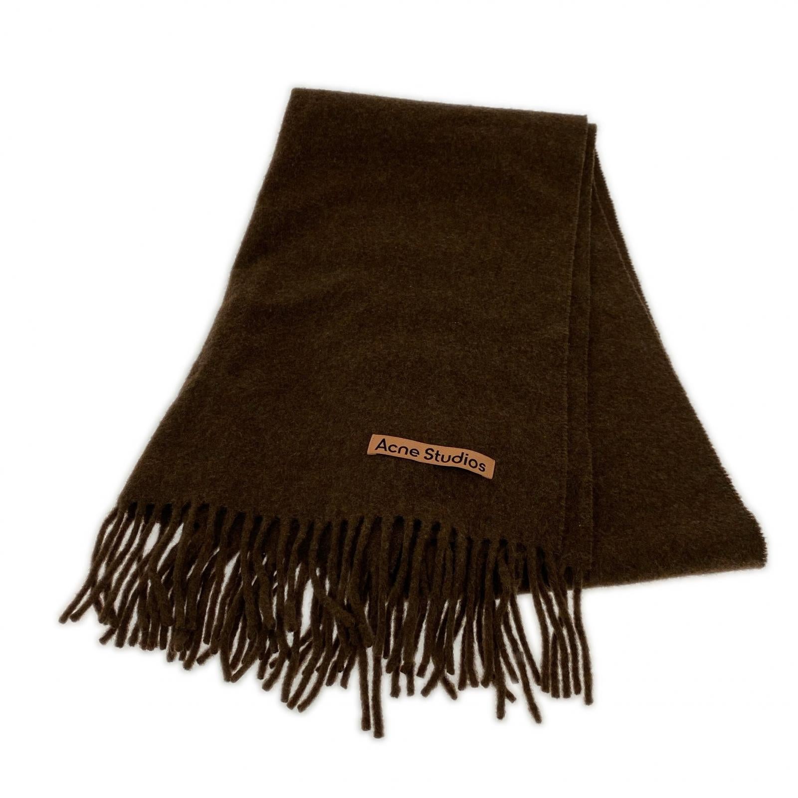 その他アクセサリー Acne Studios フリンジウールスカーフ ストール マフラー CA0210 茶 ブラウン