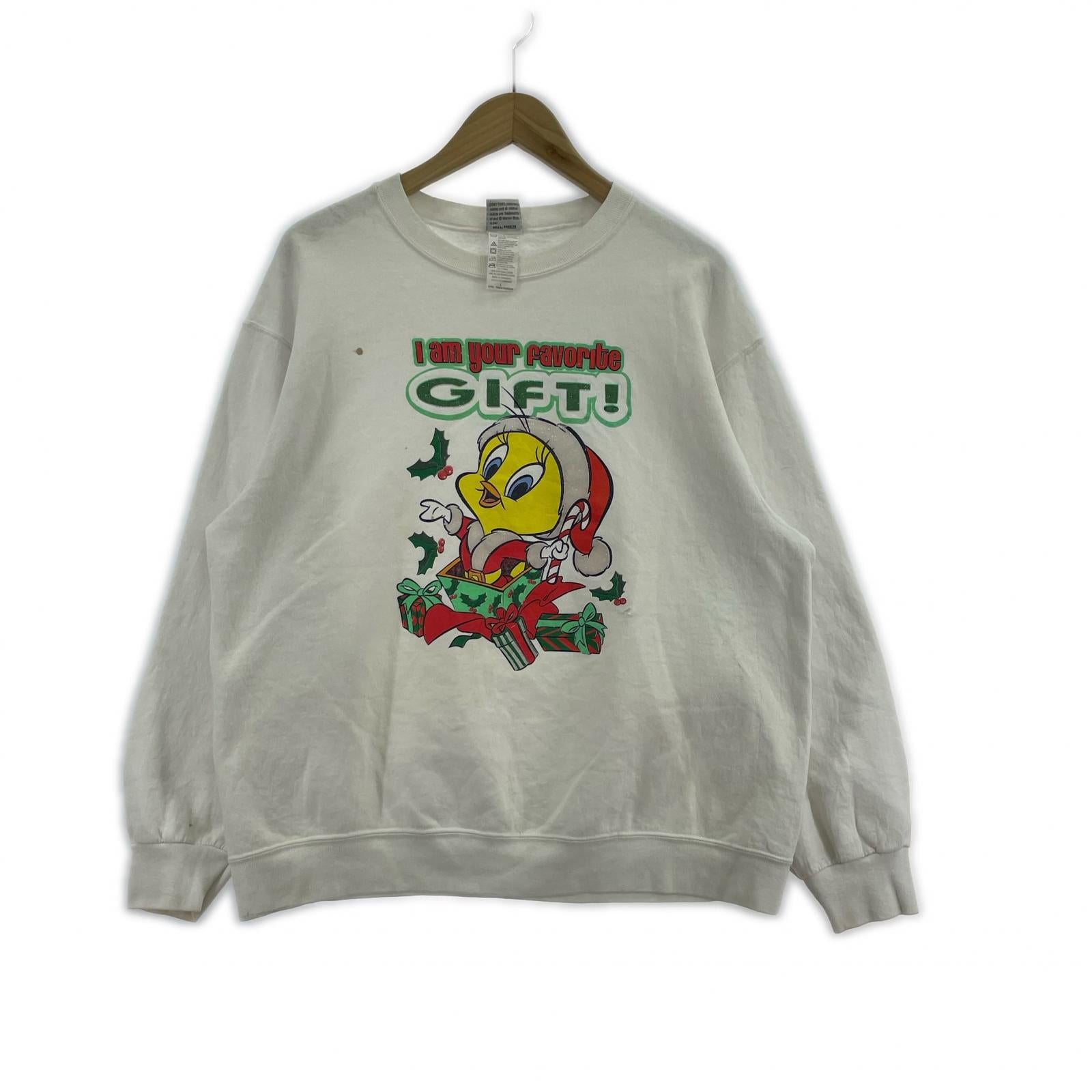 スウェット 90s Tweety コットンスウェット L WHT L ホワイト