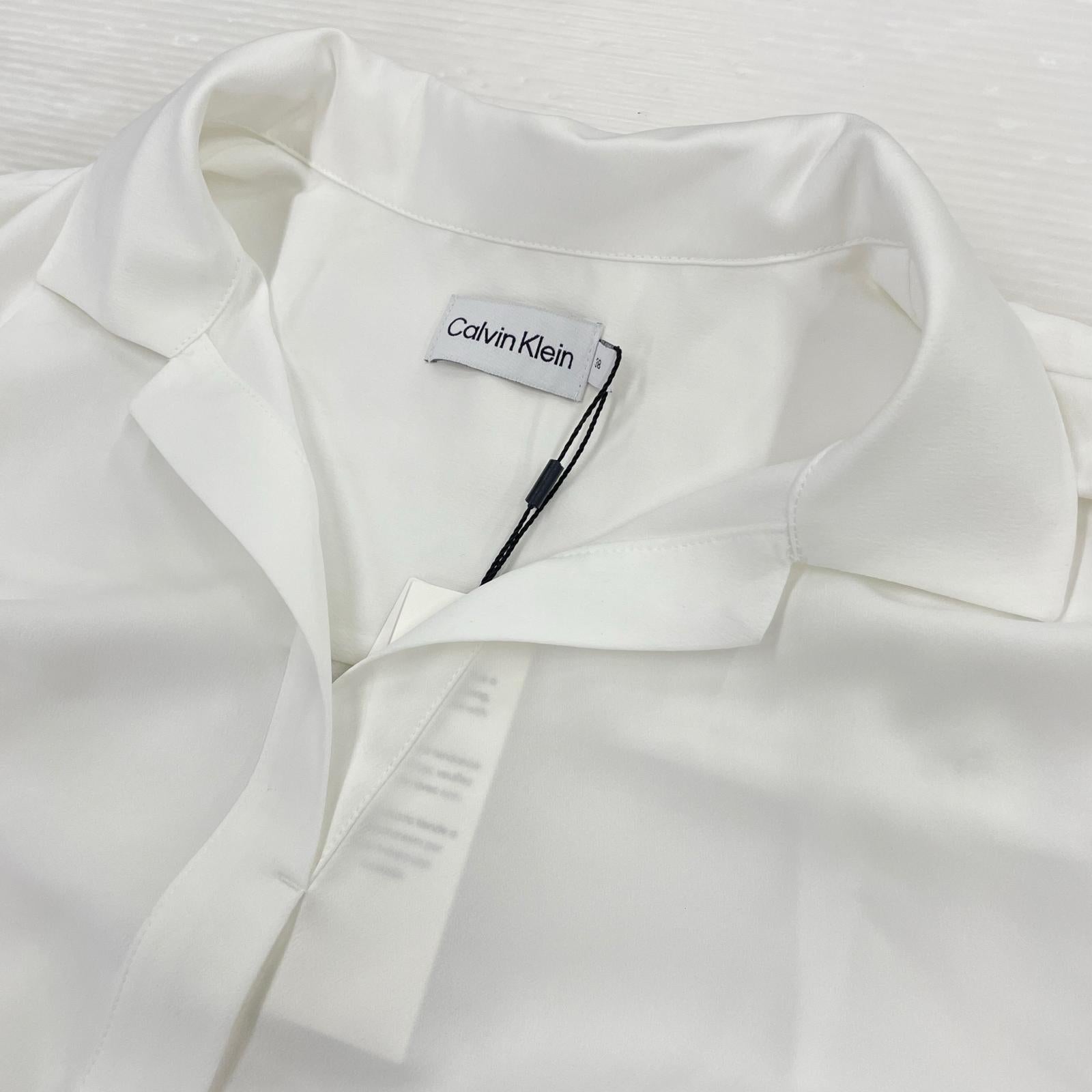 長袖シャツ Calvin Klein 長袖ブラウス 白 ホワイト