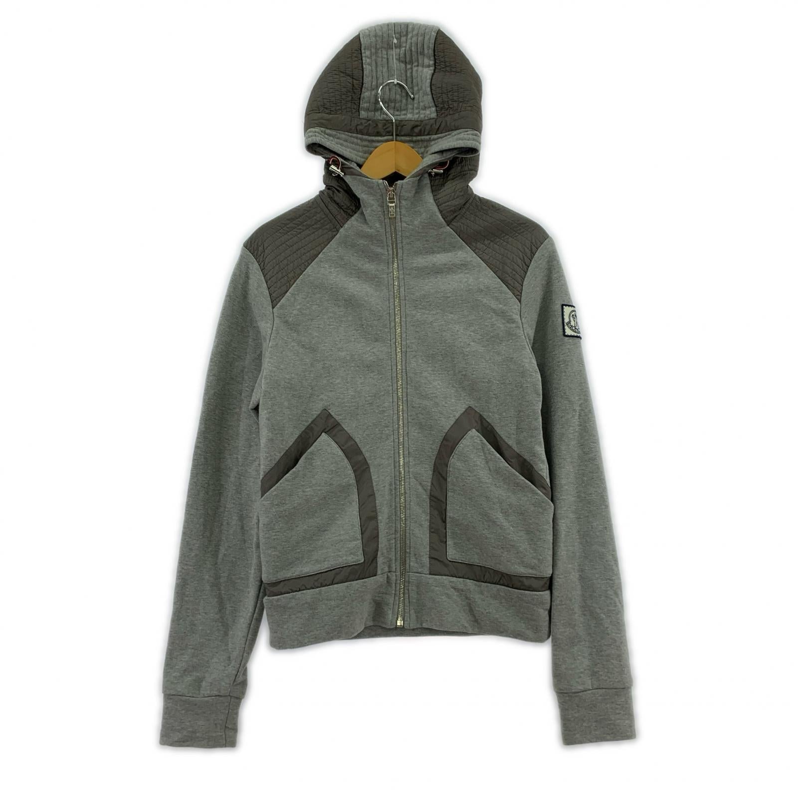 パーカー GAMME BLEU スウェット切替 ジップアップパーカ S グレー