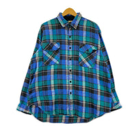 長袖シャツ 90s FIVE BROTHER チェックネルシャツ L 青 L ブルー