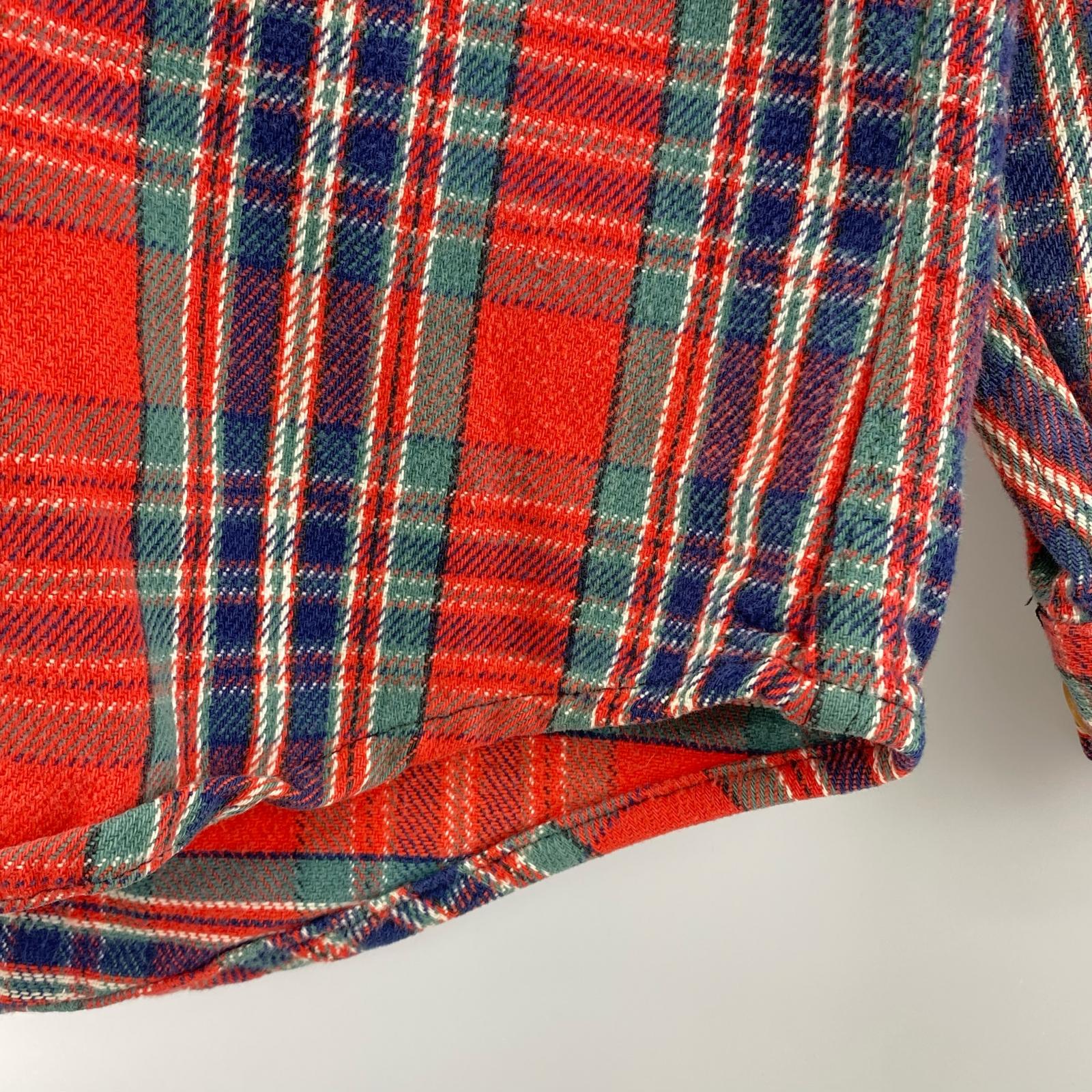 長袖シャツ 90s BIG MAC エルボーパッチ チェックネルシャツ レッド レッド