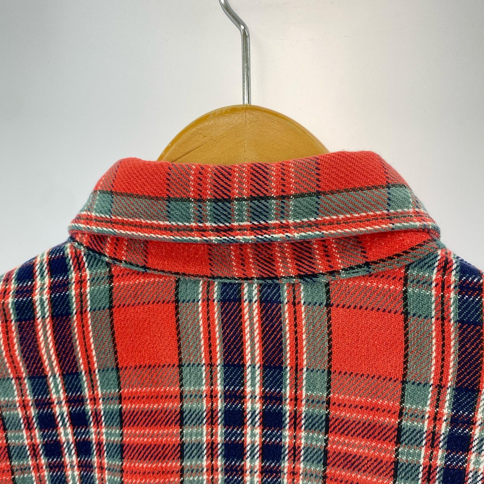 長袖シャツ 90s BIG MAC エルボーパッチ チェックネルシャツ レッド レッド