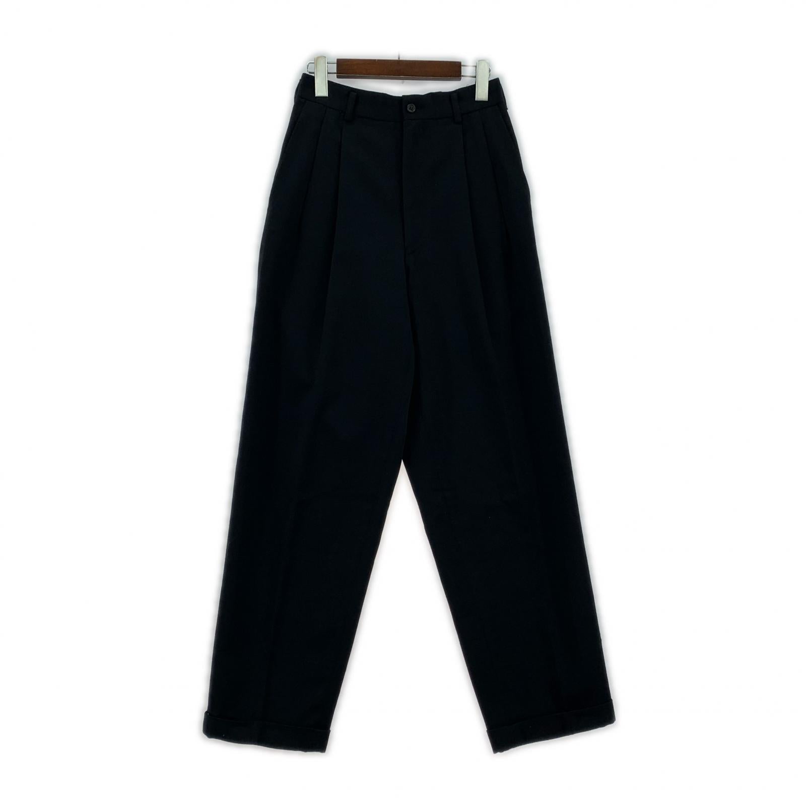 パンツ HOMME 91AW 田中オム期 ウールギャバ 2タック スラックス BLK S ブラック