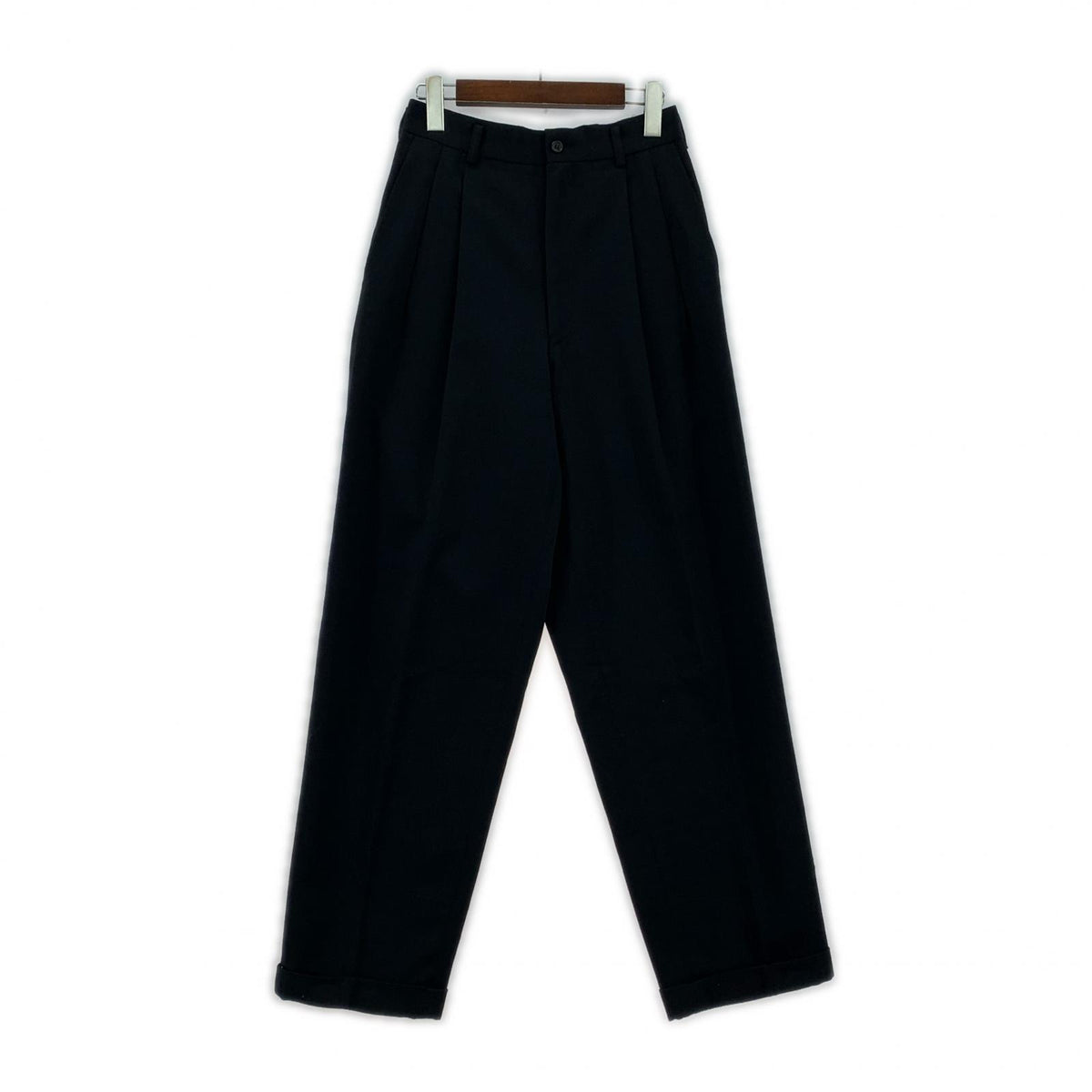 パンツ HOMME 91AW 田中オム期 ウールギャバ 2タック スラックス BLK S ブラック