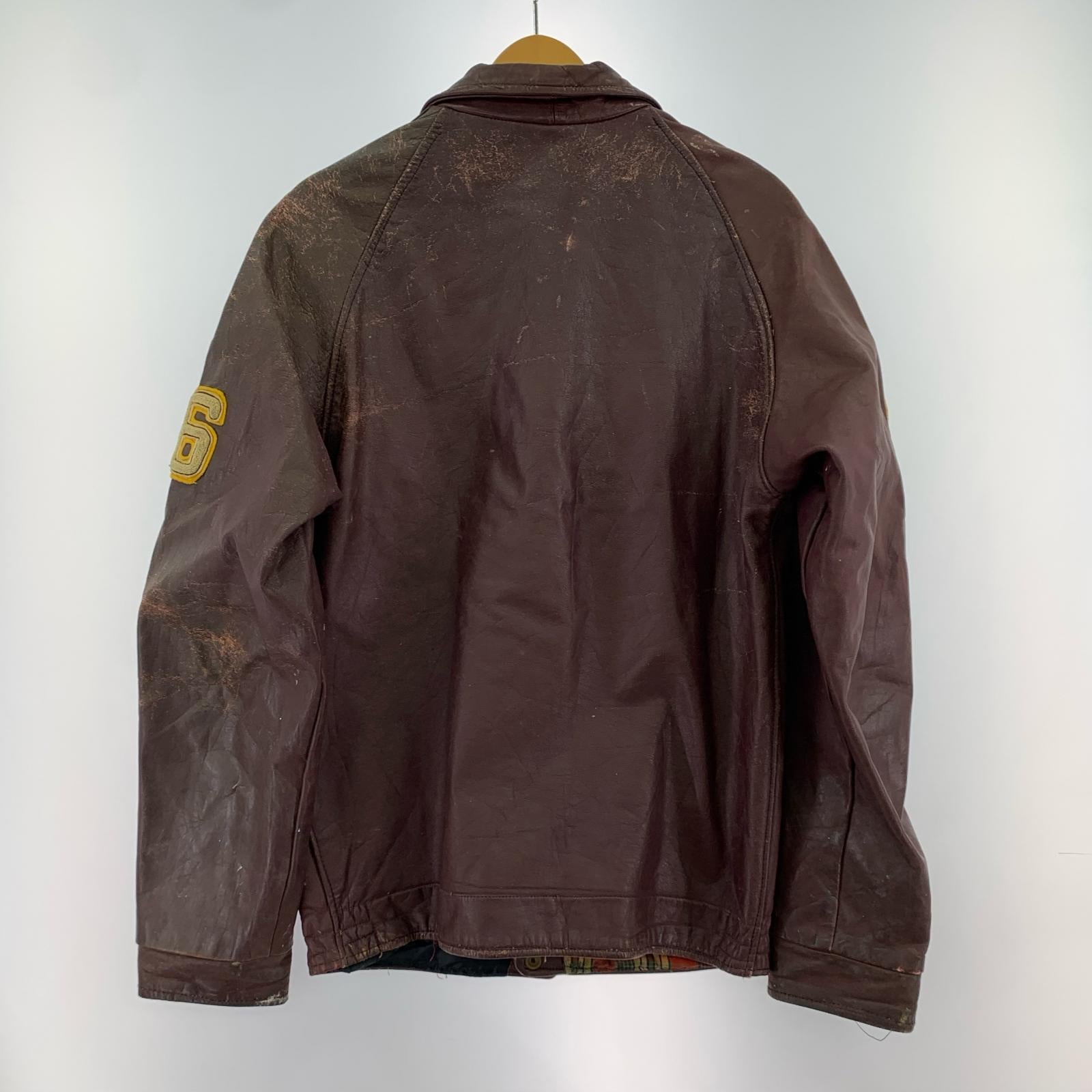 レザージャケット 70s オールレザースタジャン ワインレッド