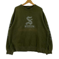 スウェット 90s 紺タグ プリントスウェット(L) カーキ L カーキ