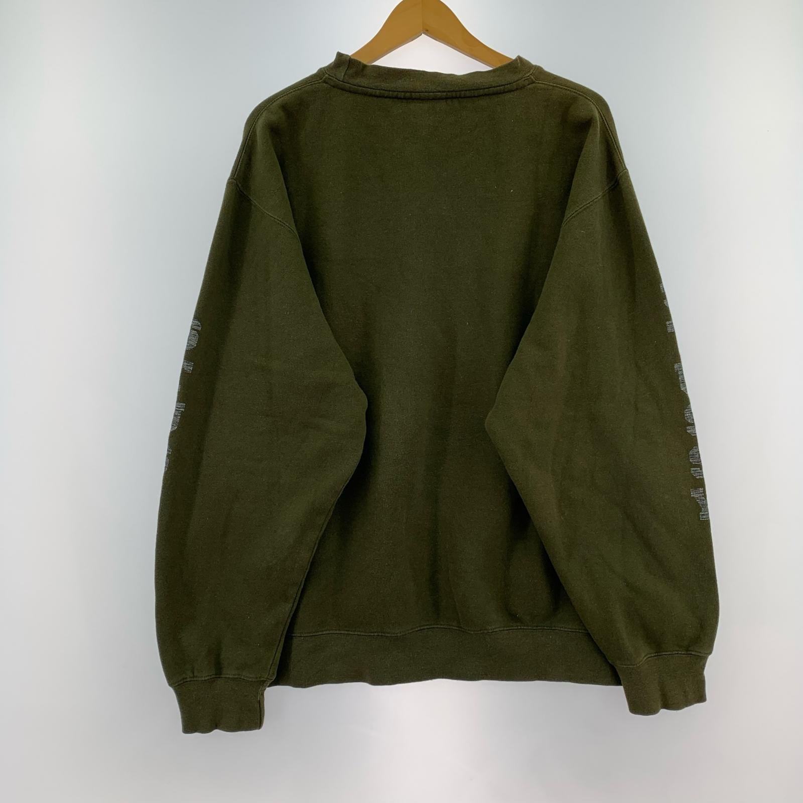 スウェット 90s 紺タグ プリントスウェット(L) カーキ L カーキ