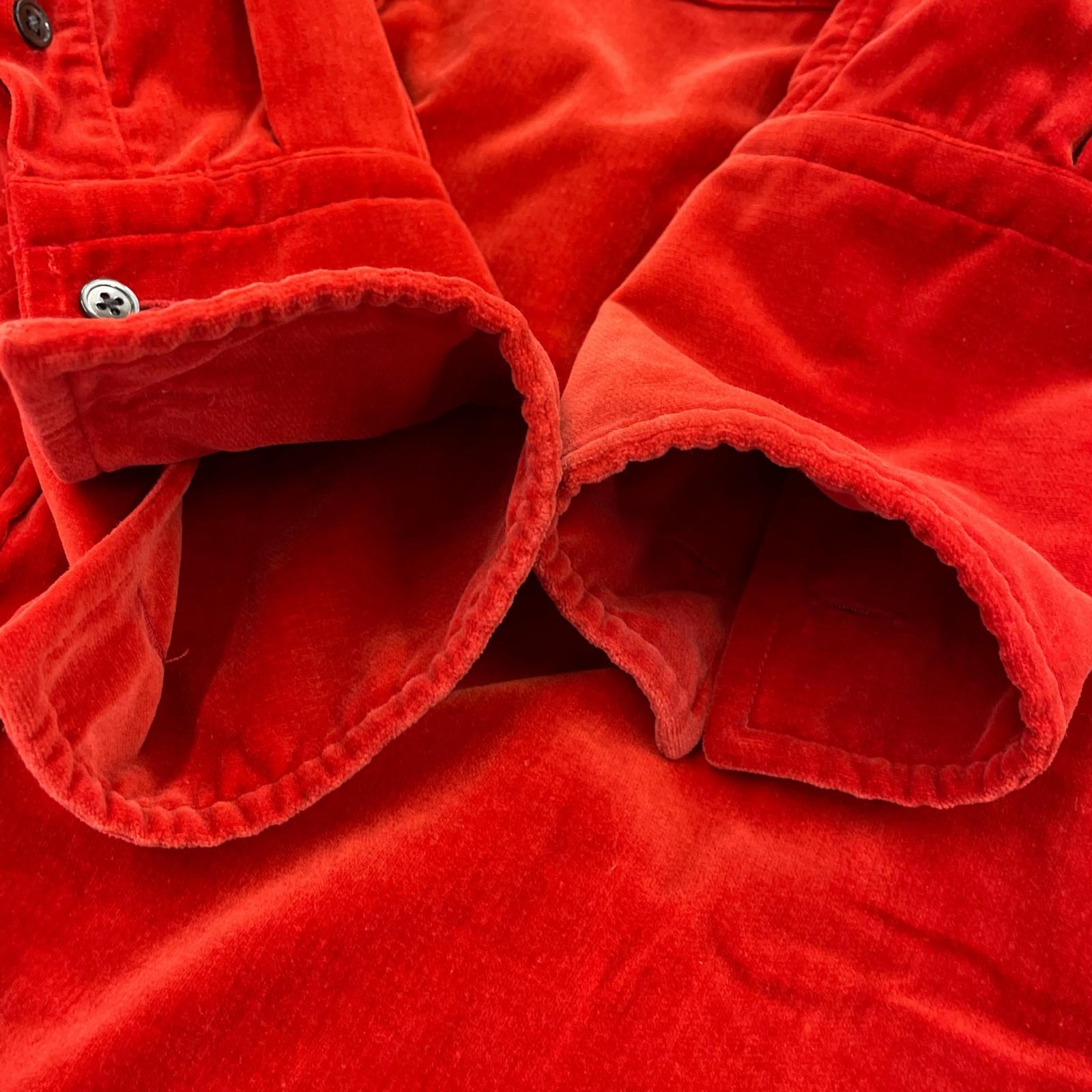 長袖シャツ ベロアシャツ 赤 (M) M