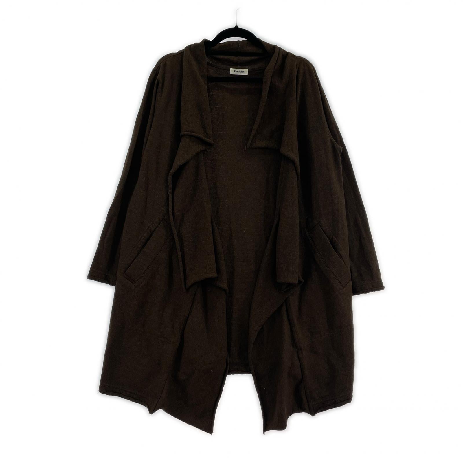 カーディガン ウール ロングカーディガン 茶 M ブラウン