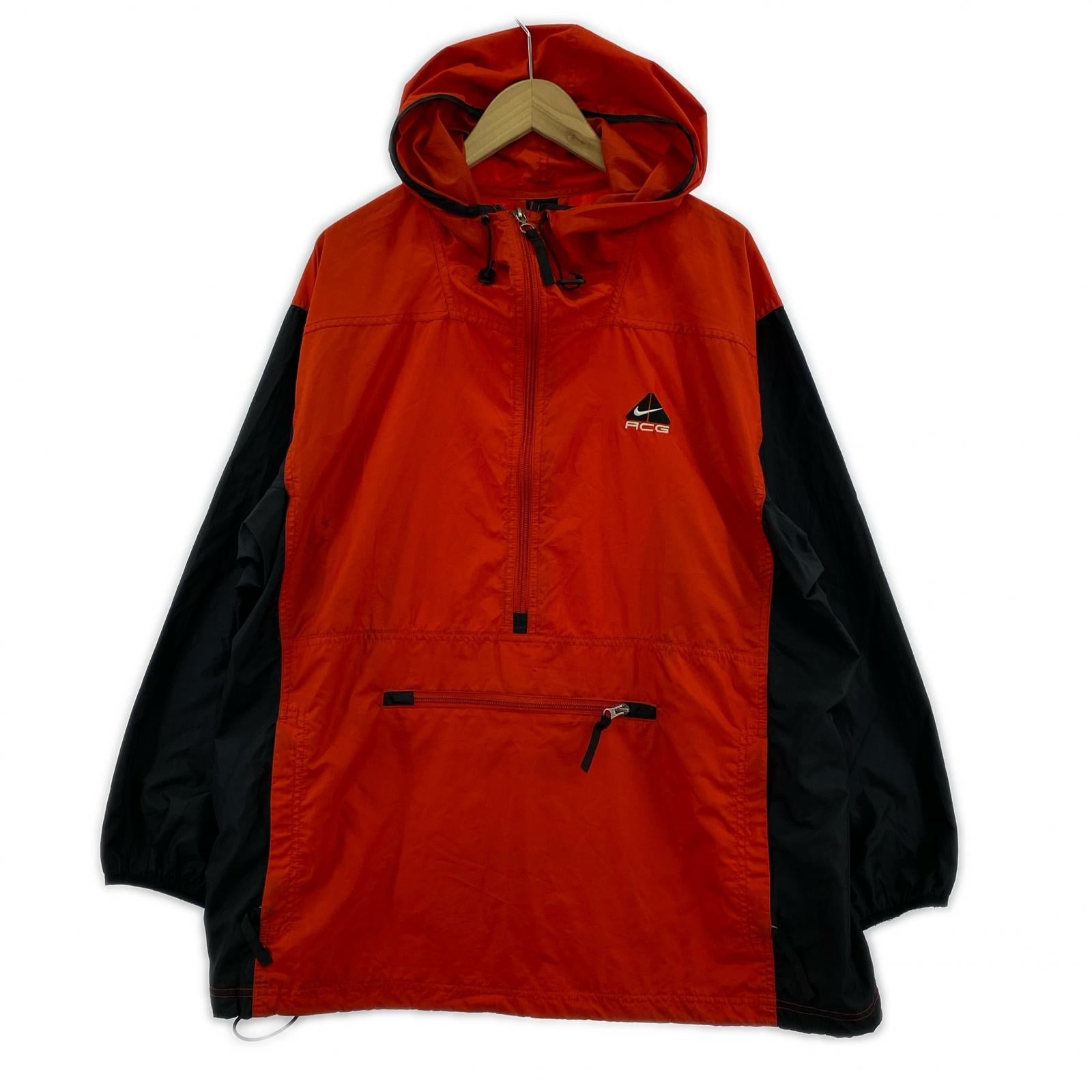 ジャケット NIKE ACG ナイロンアノラックパーカー L 赤×黒 L