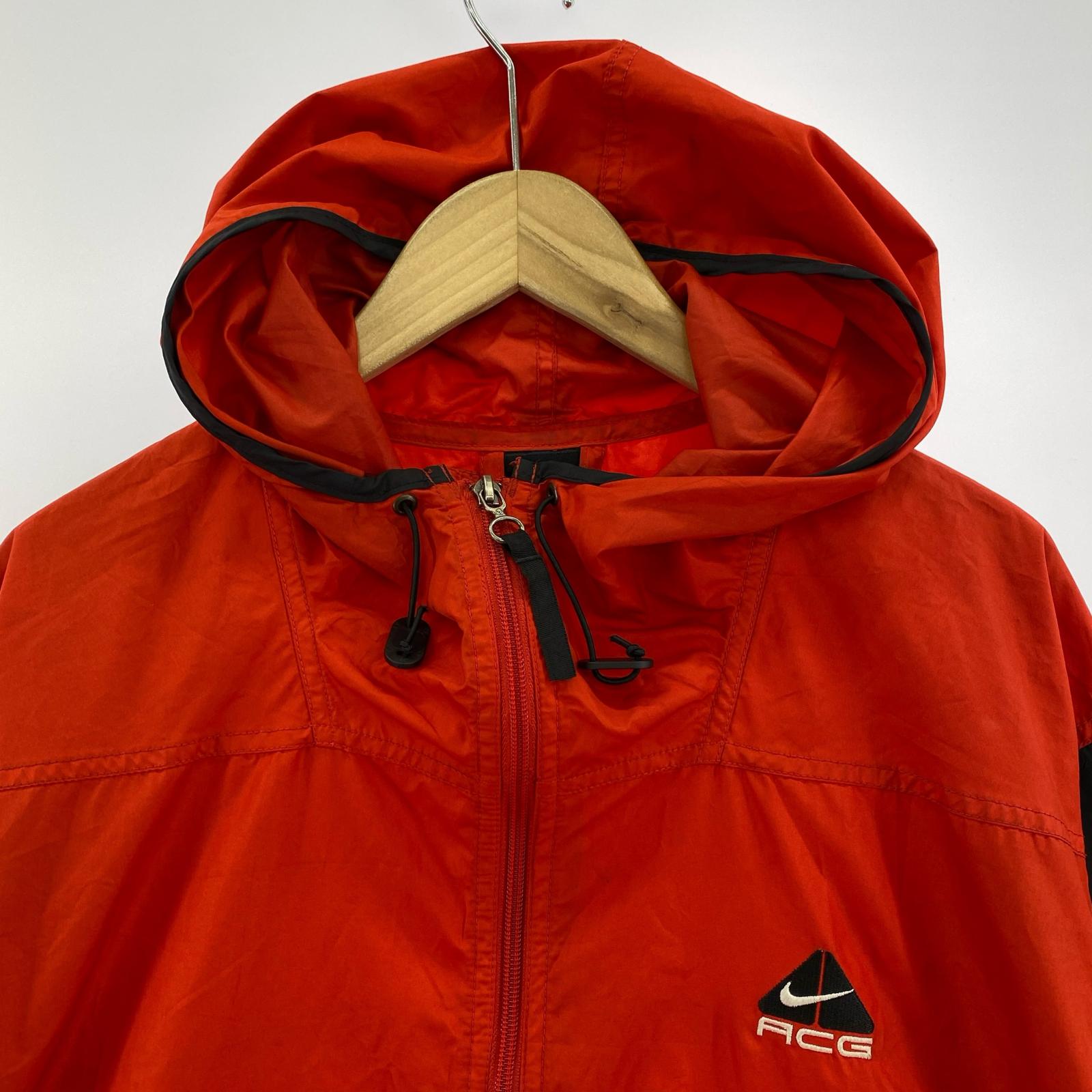 ジャケット NIKE ACG ナイロンアノラックパーカー L 赤×黒 L