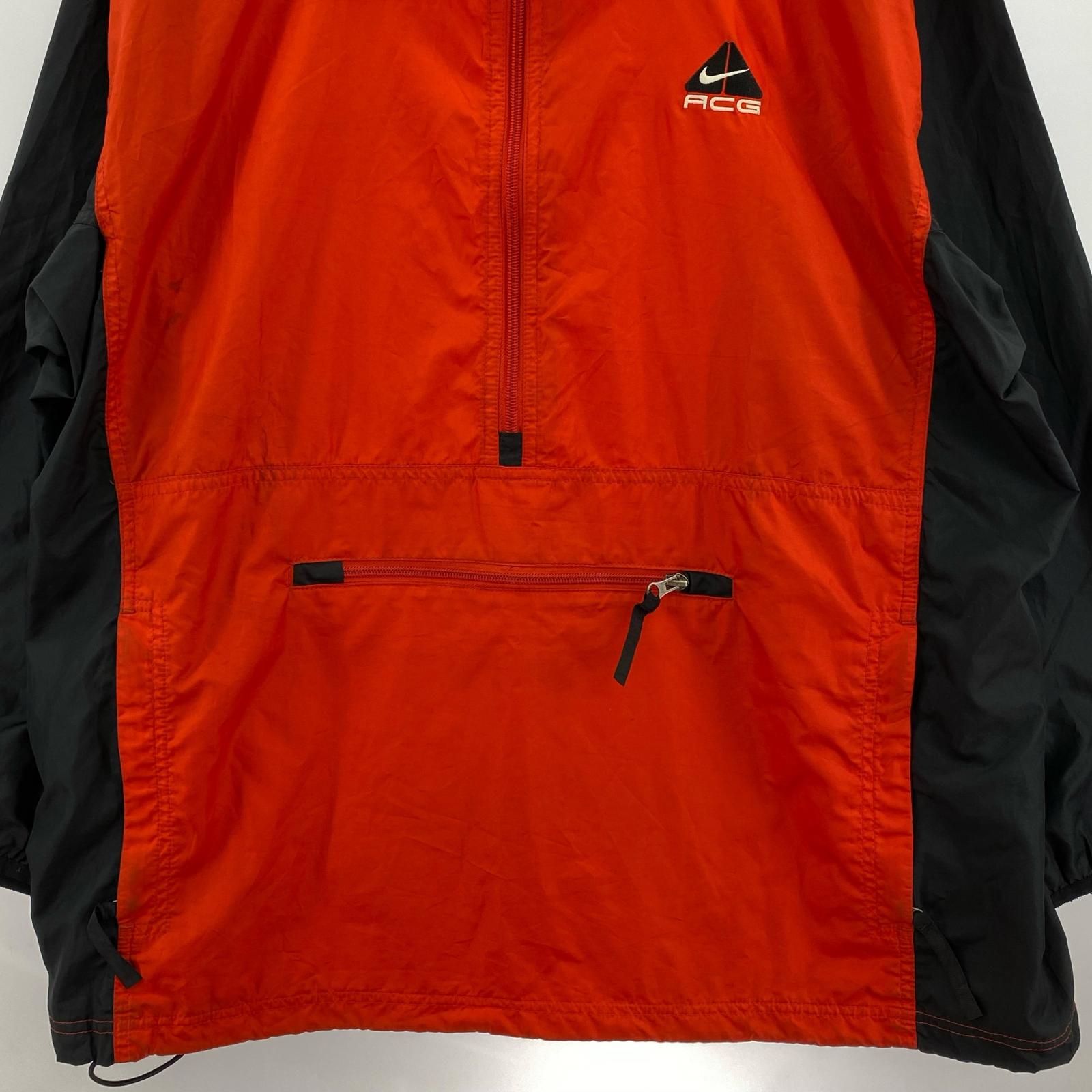 ジャケット NIKE ACG ナイロンアノラックパーカー L 赤×黒 L