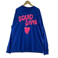 長袖Tシャツ ×NETFLIX SQUID GAME ハートプリントL/STee XL 青