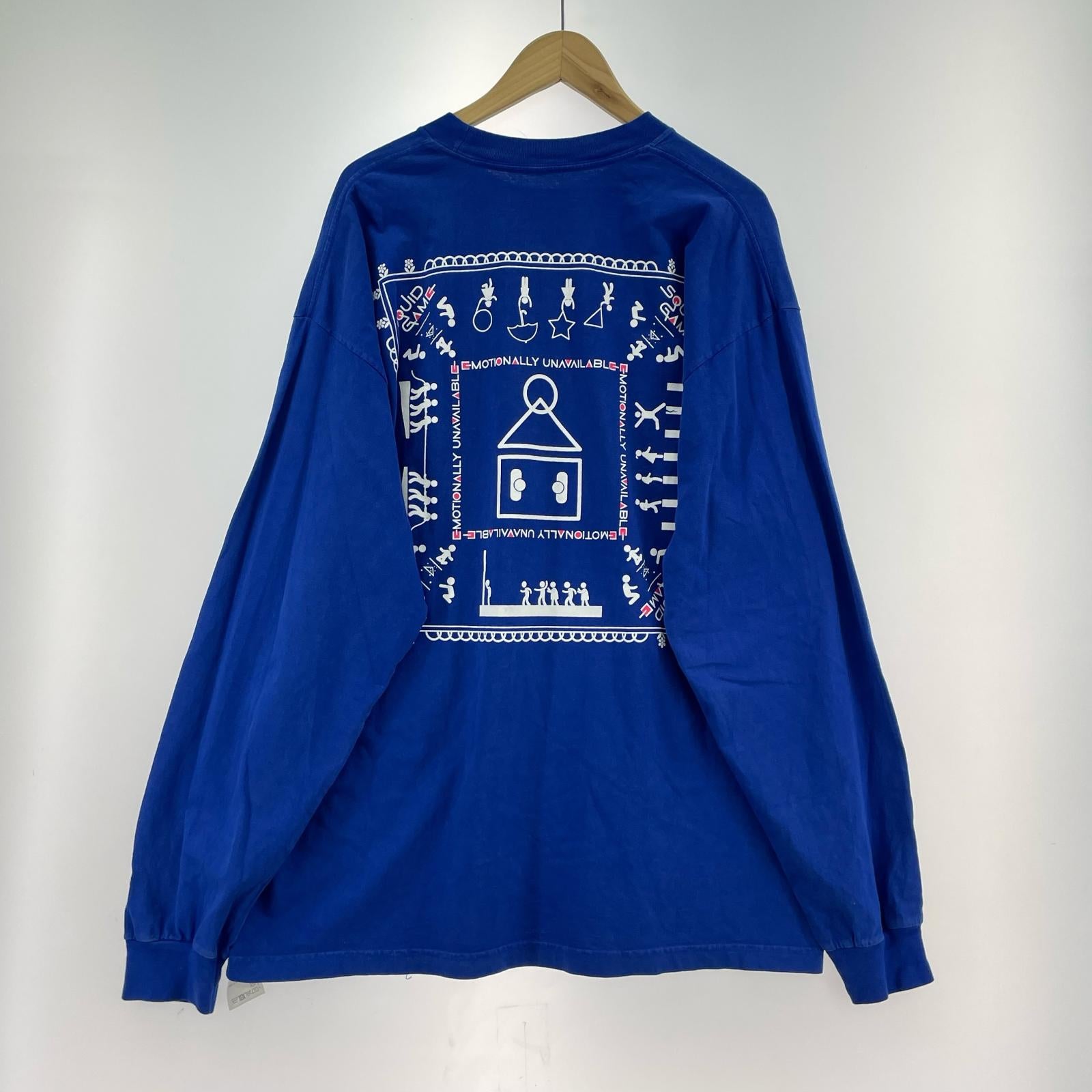 長袖Tシャツ ×NETFLIX SQUID GAME ハートプリントL/STee XL 青