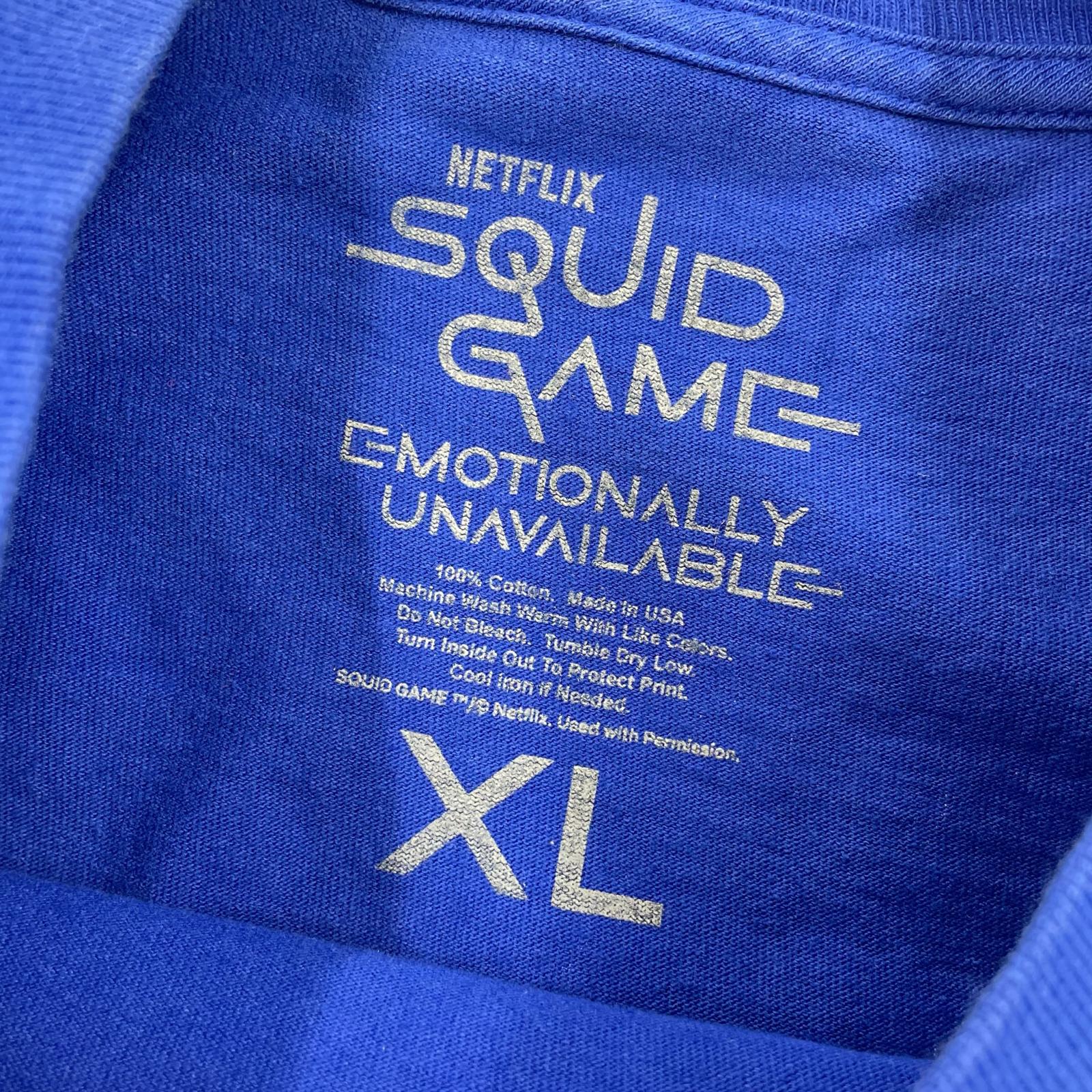 長袖Tシャツ ×NETFLIX SQUID GAME ハートプリントL/STee XL 青
