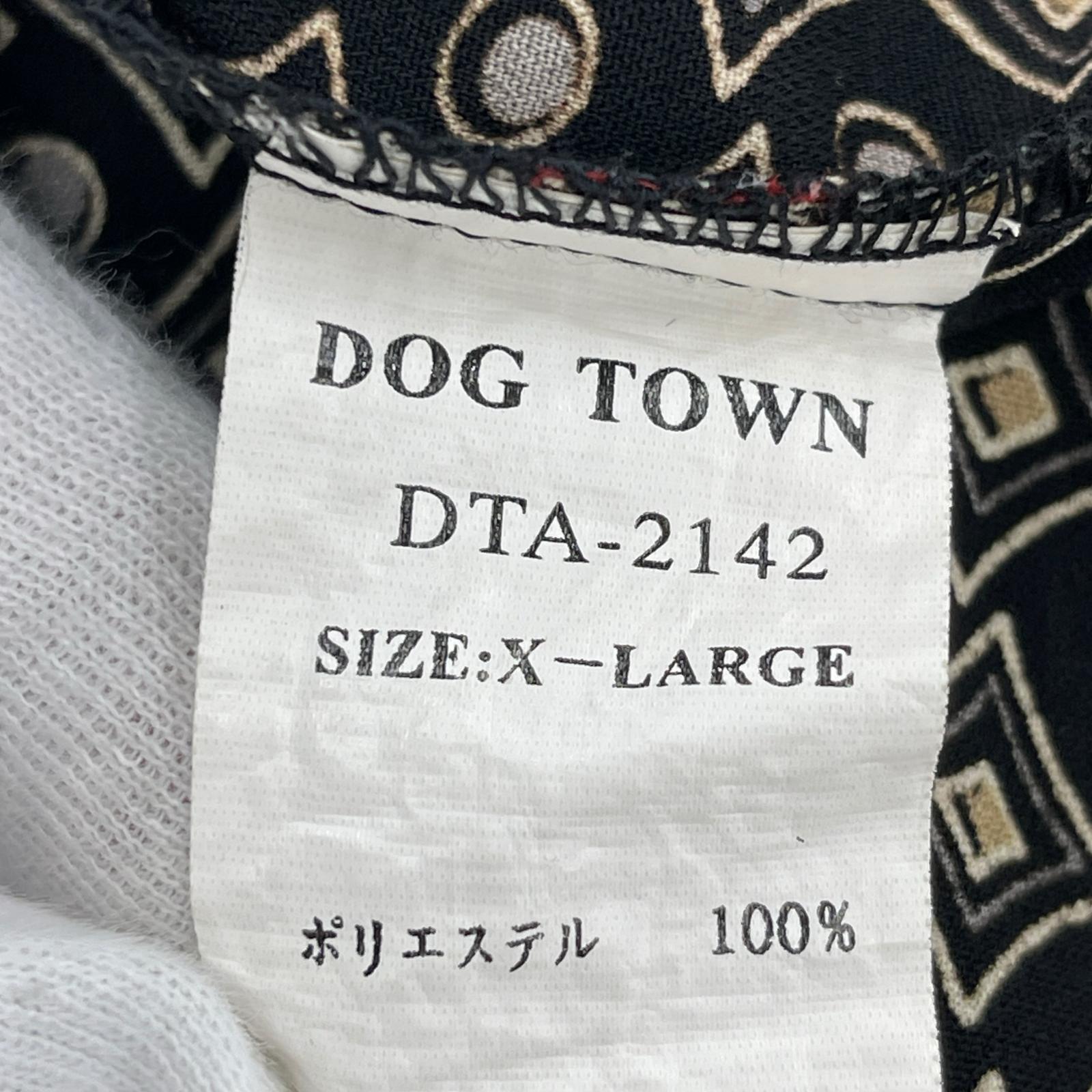 長袖シャツ DOG TOWN 胸刺繍 和柄ポリビッグシャツ XL 黒 ブラック