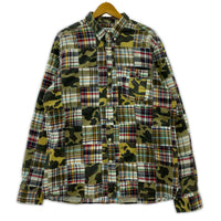 長袖シャツ A BATHING APE チェック×カモ パッチワークシャツ XXL マルチカラー
