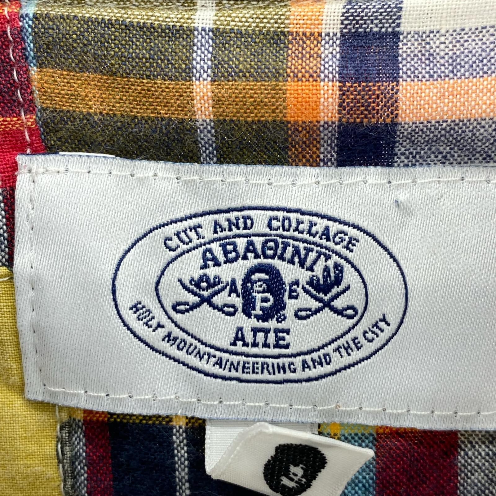 長袖シャツ A BATHING APE チェック×カモ パッチワークシャツ XXL マルチカラー