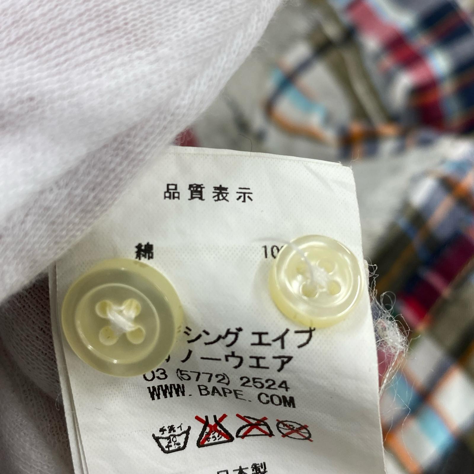 長袖シャツ A BATHING APE チェック×カモ パッチワークシャツ XXL マルチカラー