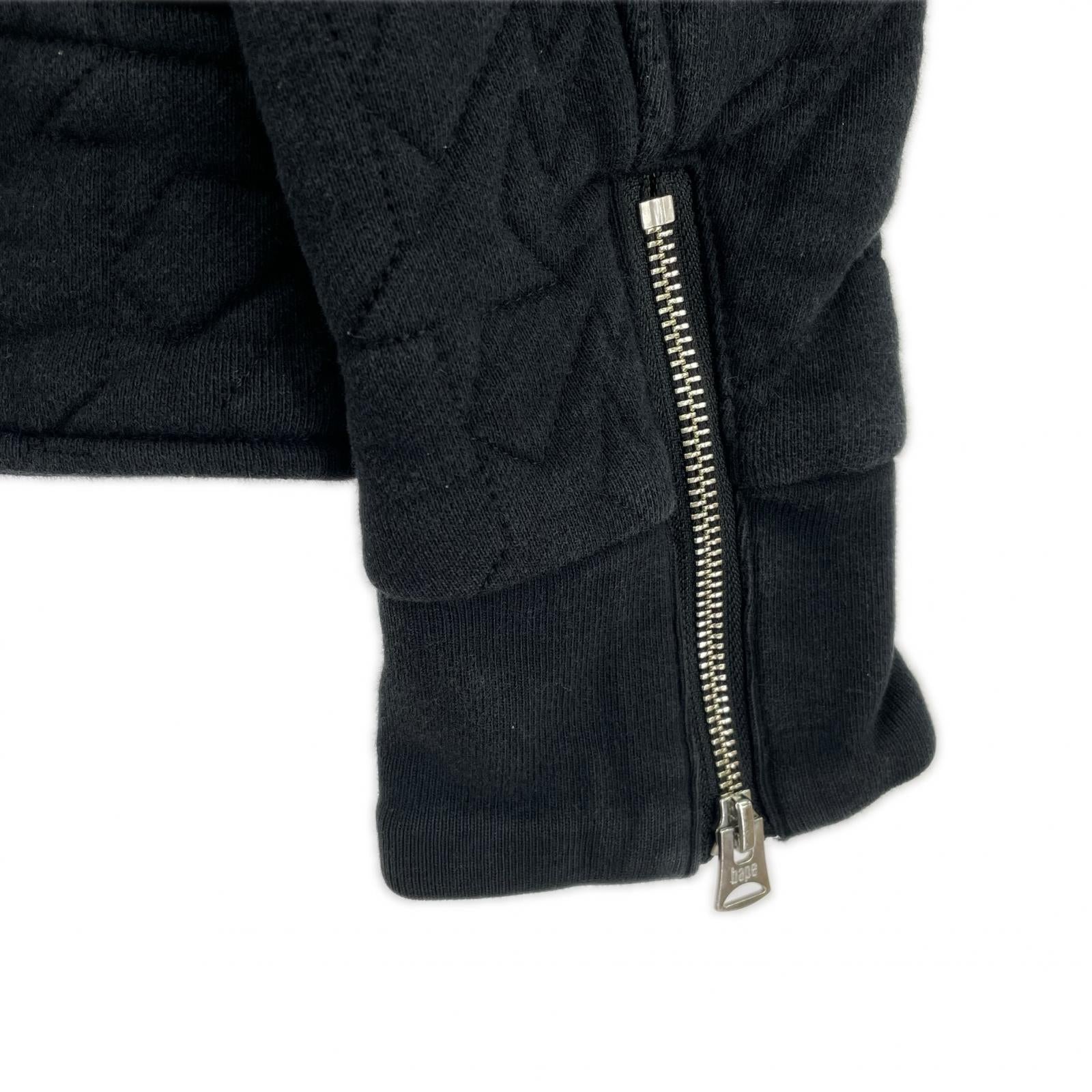 ジャケット A BATHING APE 00s スターキルティング スウェットライダースジャケット M 黒 M ブラック