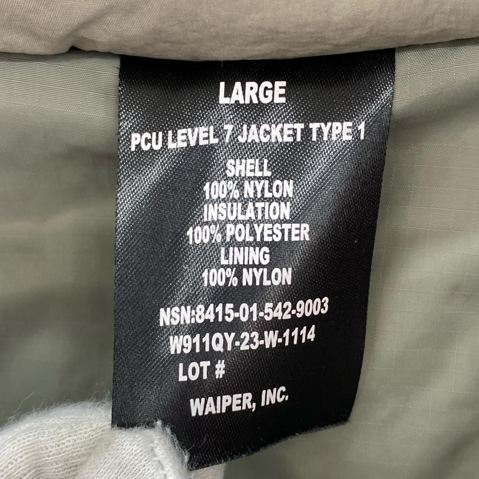 ミリタリージャケット PCU LEVEL7 TYPE1 PRIMALOFT ジャケット WP1021 L カーキ