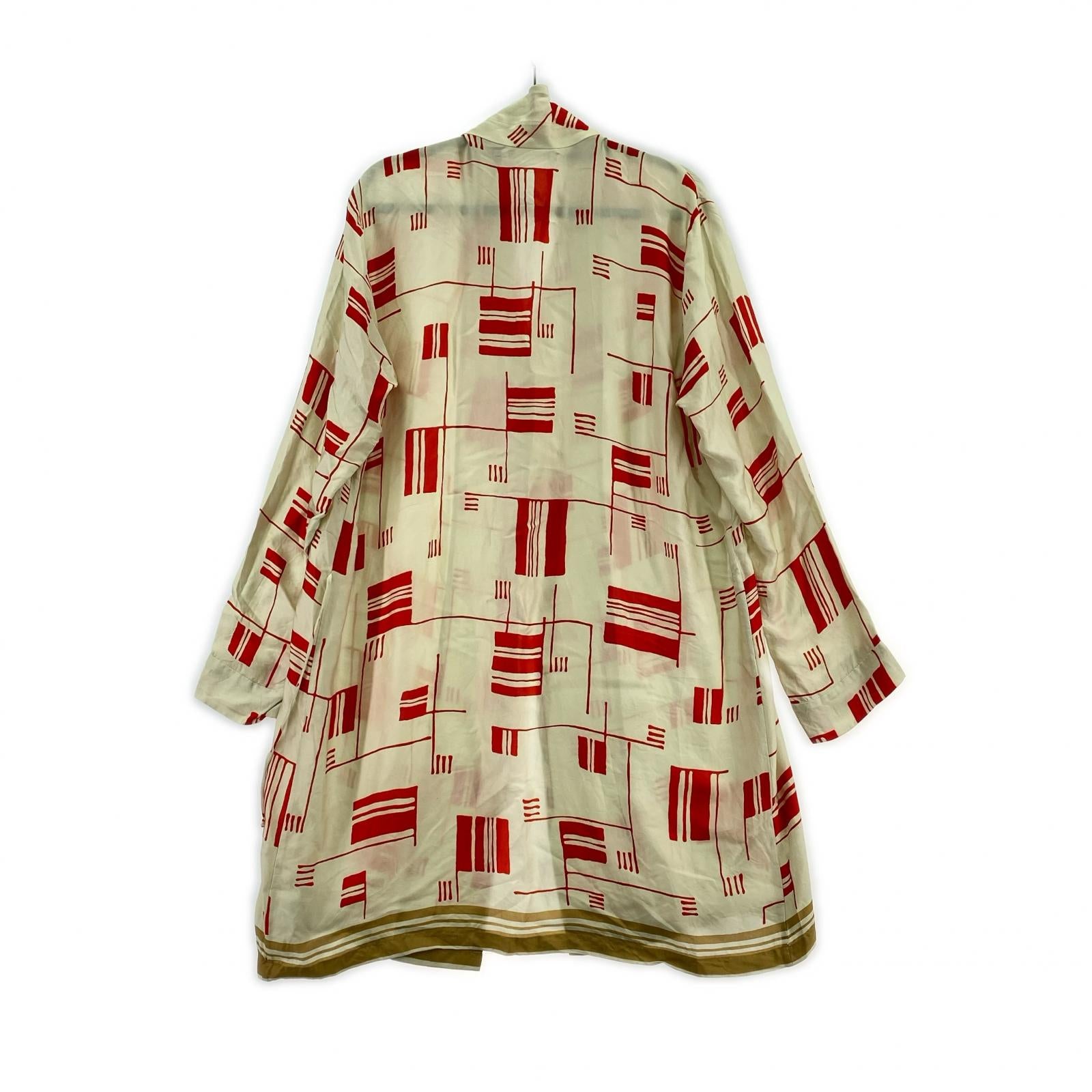長袖シャツ 総柄シルクガウン M M ベージュ
