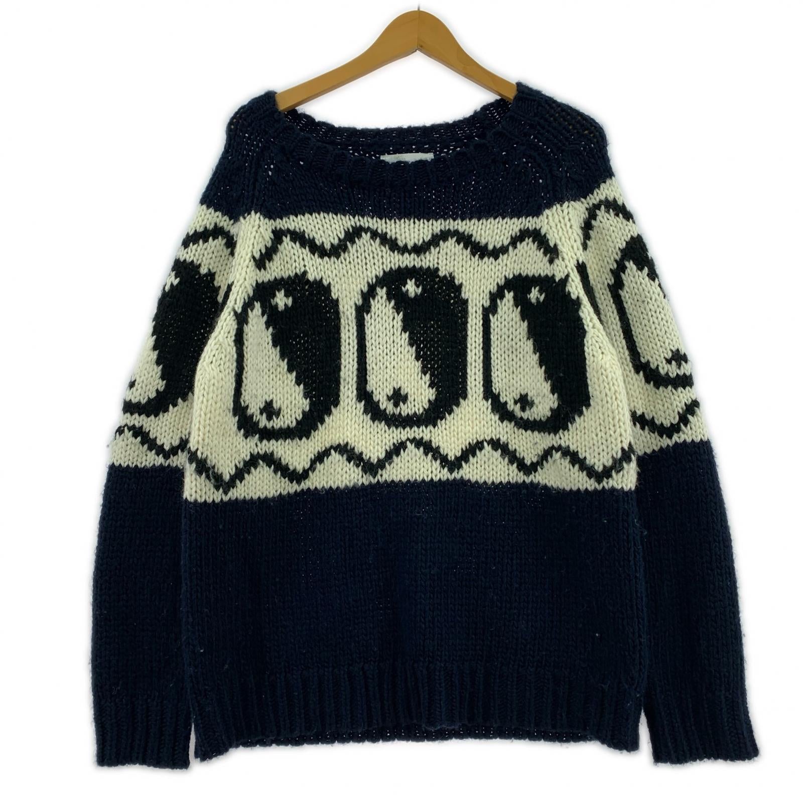 ニット BLACK WEIRDOS CANNABIS別注 Yin Yang Knit M M ネイビー