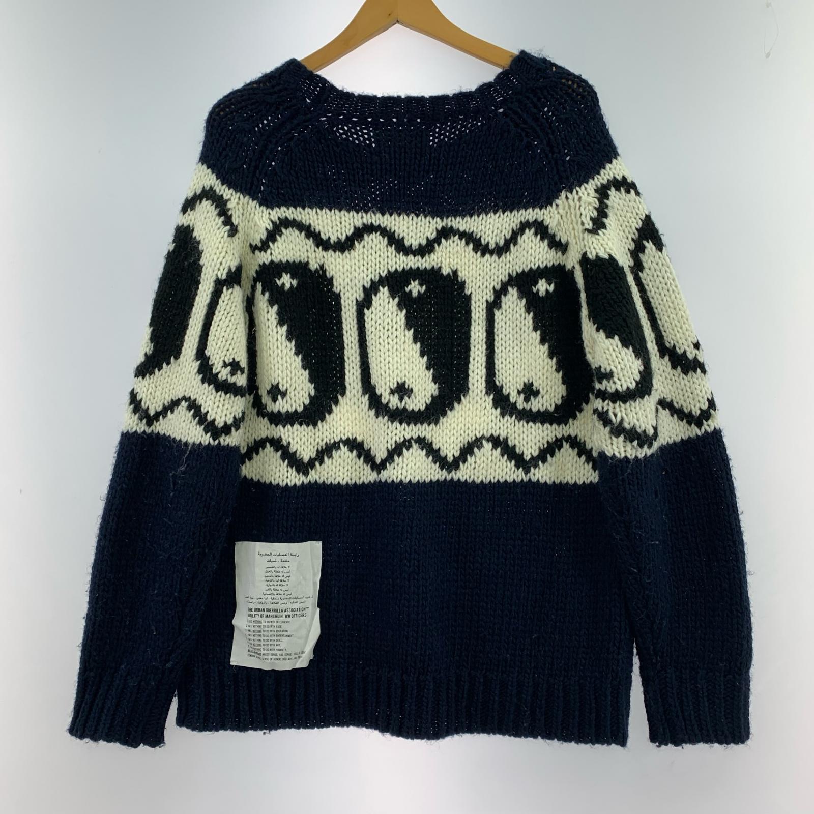 ニット BLACK WEIRDOS CANNABIS別注 Yin Yang Knit M M ネイビー