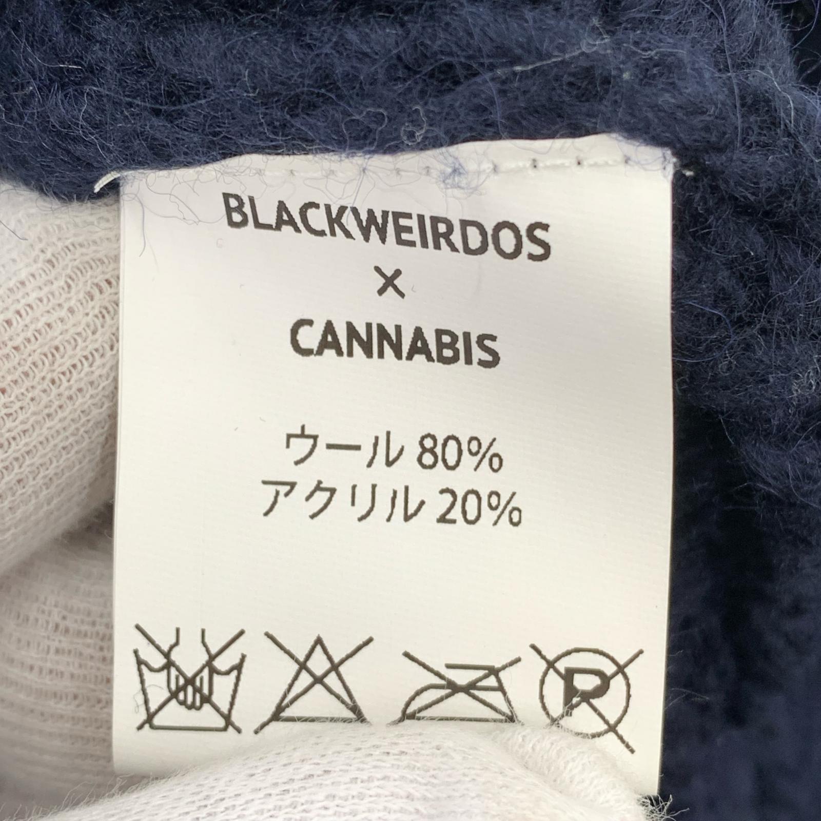 ニット BLACK WEIRDOS CANNABIS別注 Yin Yang Knit M M ネイビー