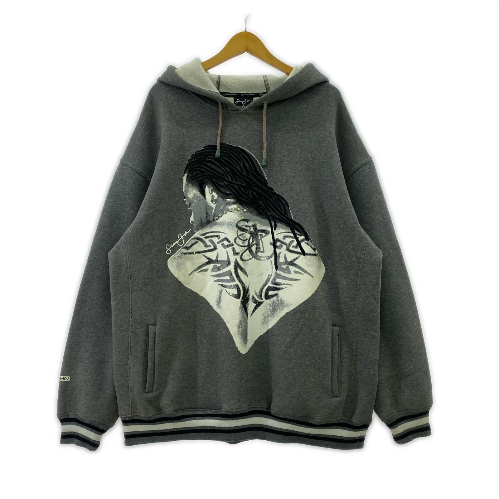 パーカー Sean John Print Hoodie GRY L L グレー